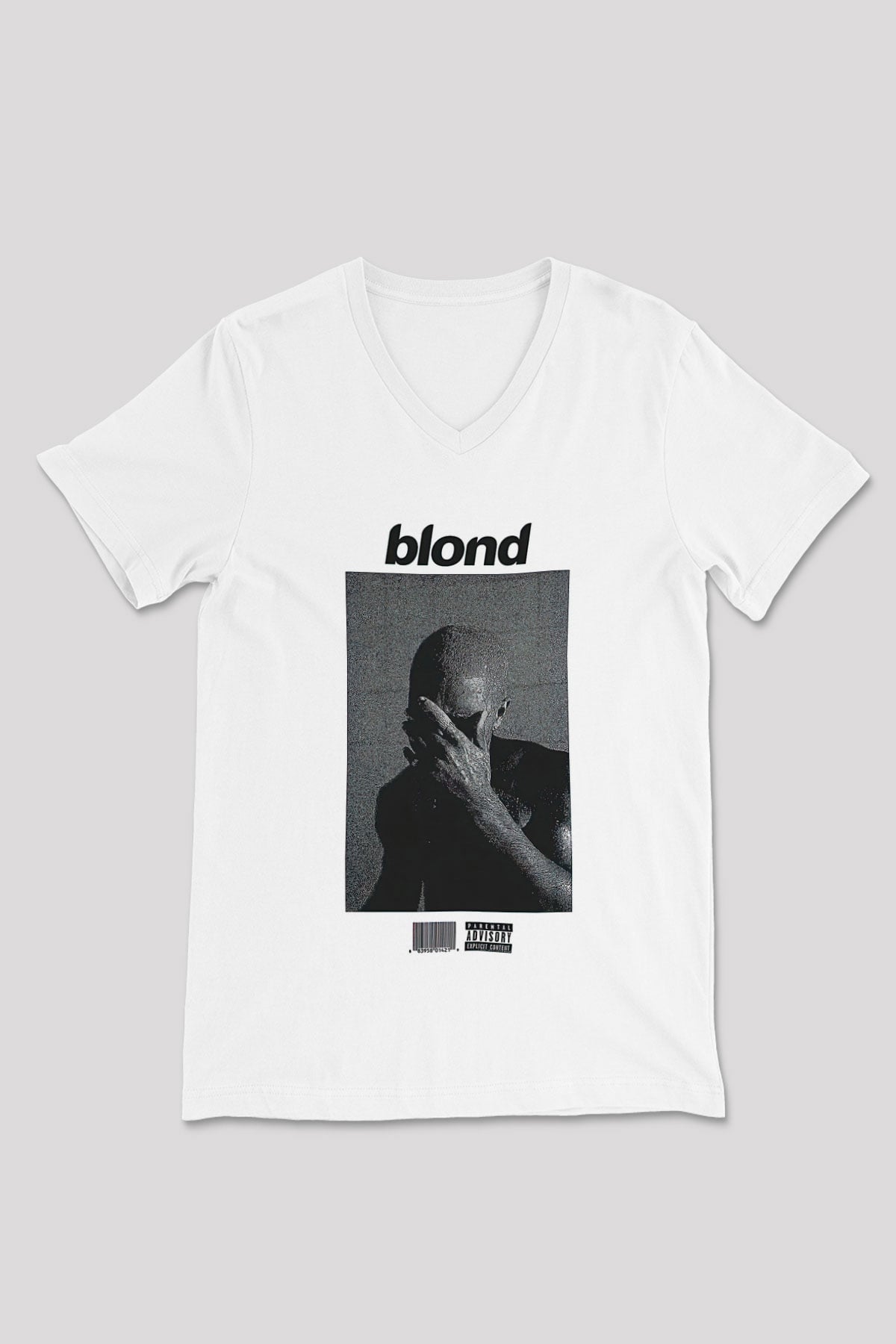 Frank Ocean Baskılı Beyaz Unisex V Yaka Tişört - Tshirt