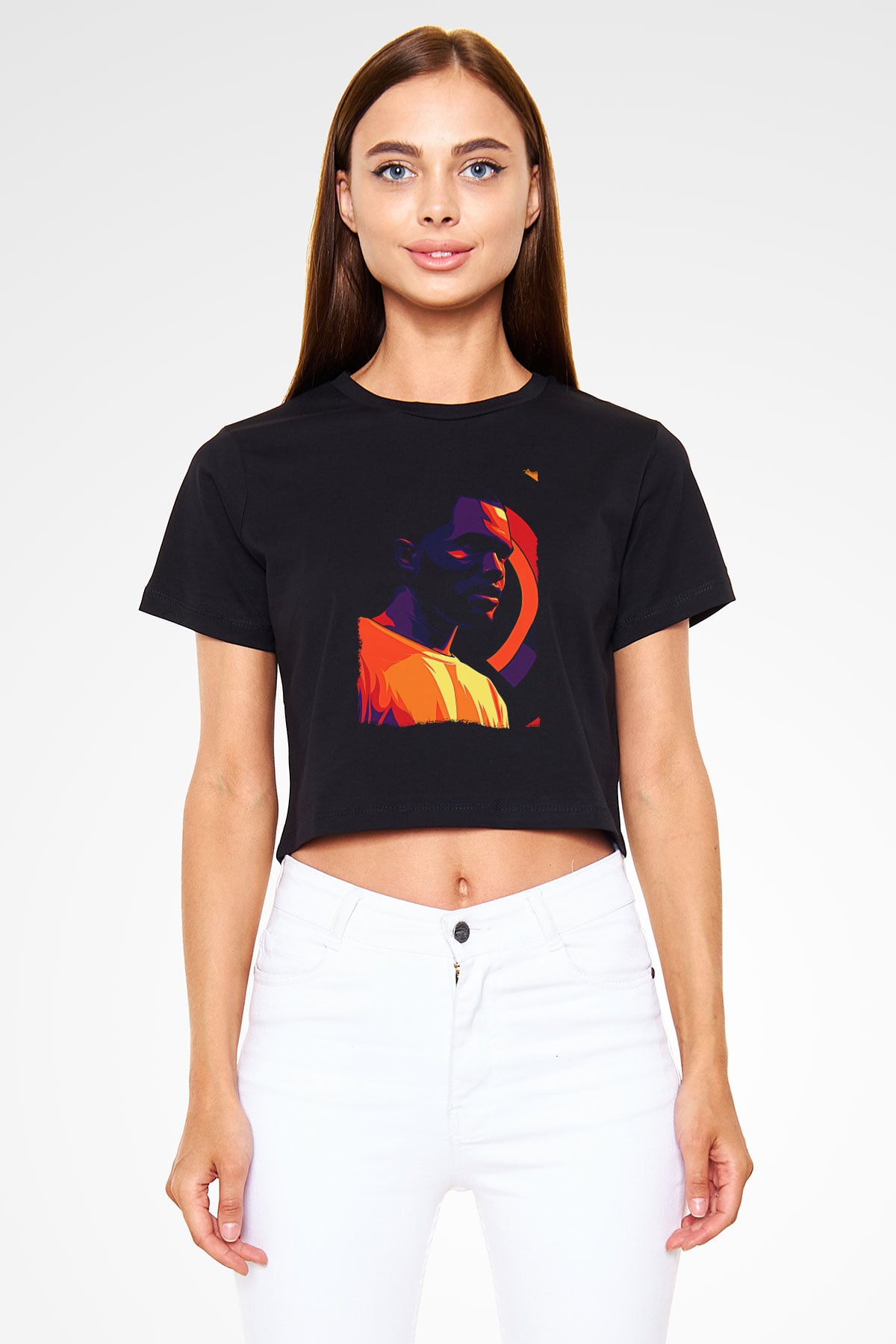 Frank Ocean Baskılı Siyah Crop Top Kadın Tişört - Tshirt