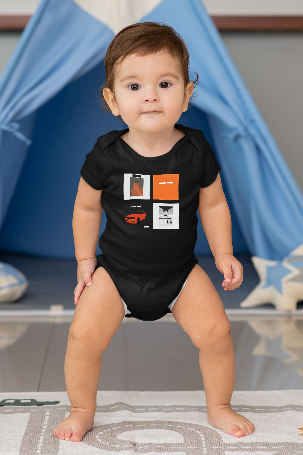 Frank Ocean Baskılı Unisex Siyah Bebek Body - Zıbın