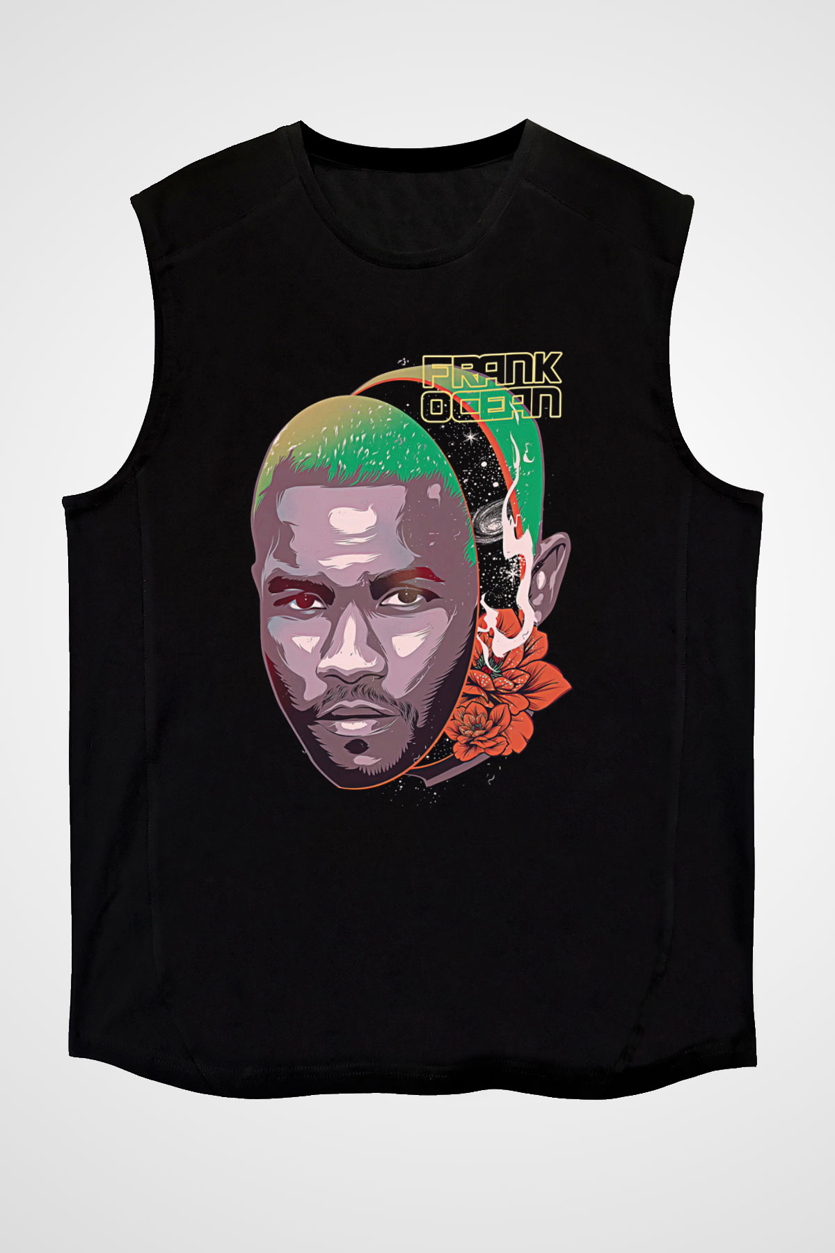 Frank Ocean Baskılı Unisex Siyah Kolsuz Tişört - Tshirt