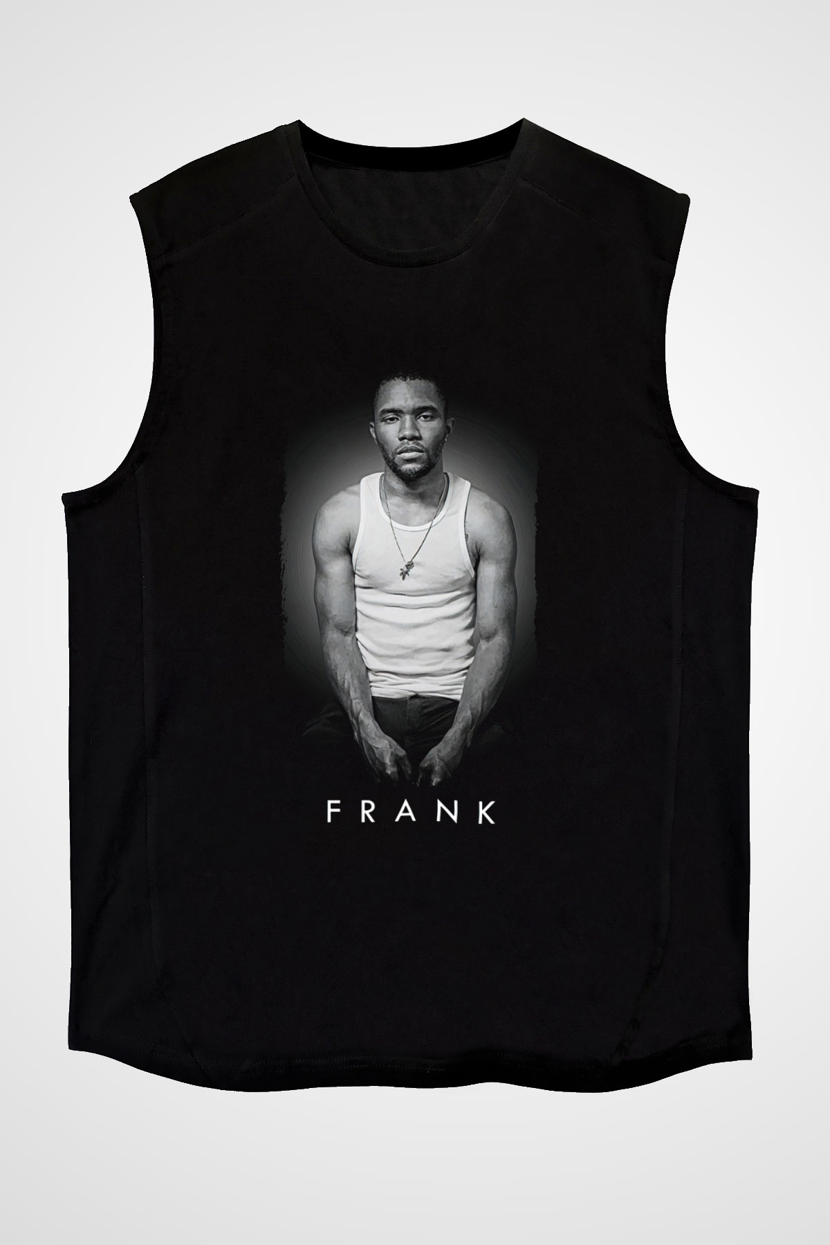 Frank Ocean Baskılı Unisex Siyah Kolsuz Tişört - Tshirt