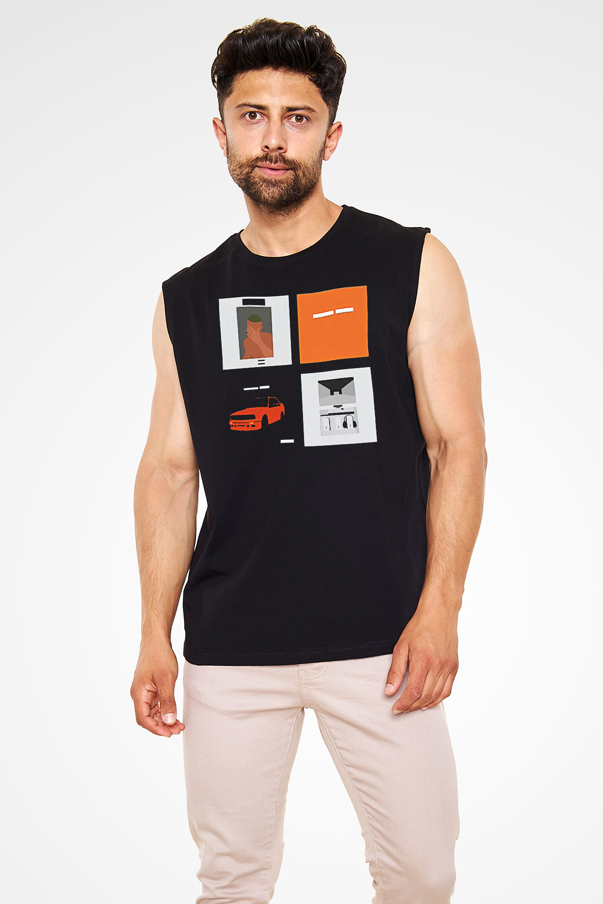 Frank Ocean Baskılı Unisex Siyah Kolsuz Tişört - Tshirt