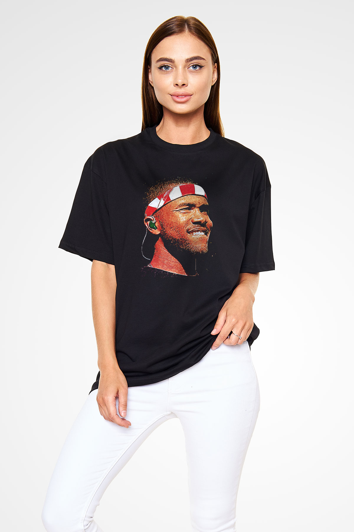 Frank Ocean Baskılı Unisex Siyah Oversize Tişört - Tshirt