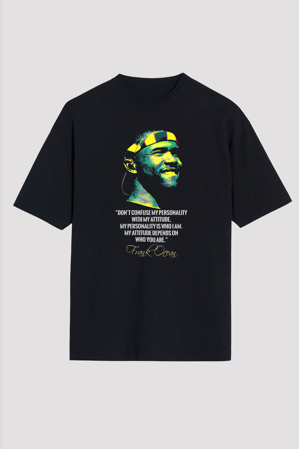 Frank Ocean Baskılı Unisex Siyah Oversize Tişört - Tshirt