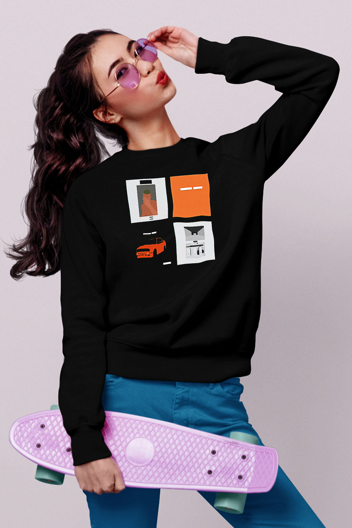 Frank Ocean Baskılı Unisex Siyah Sweatshirt