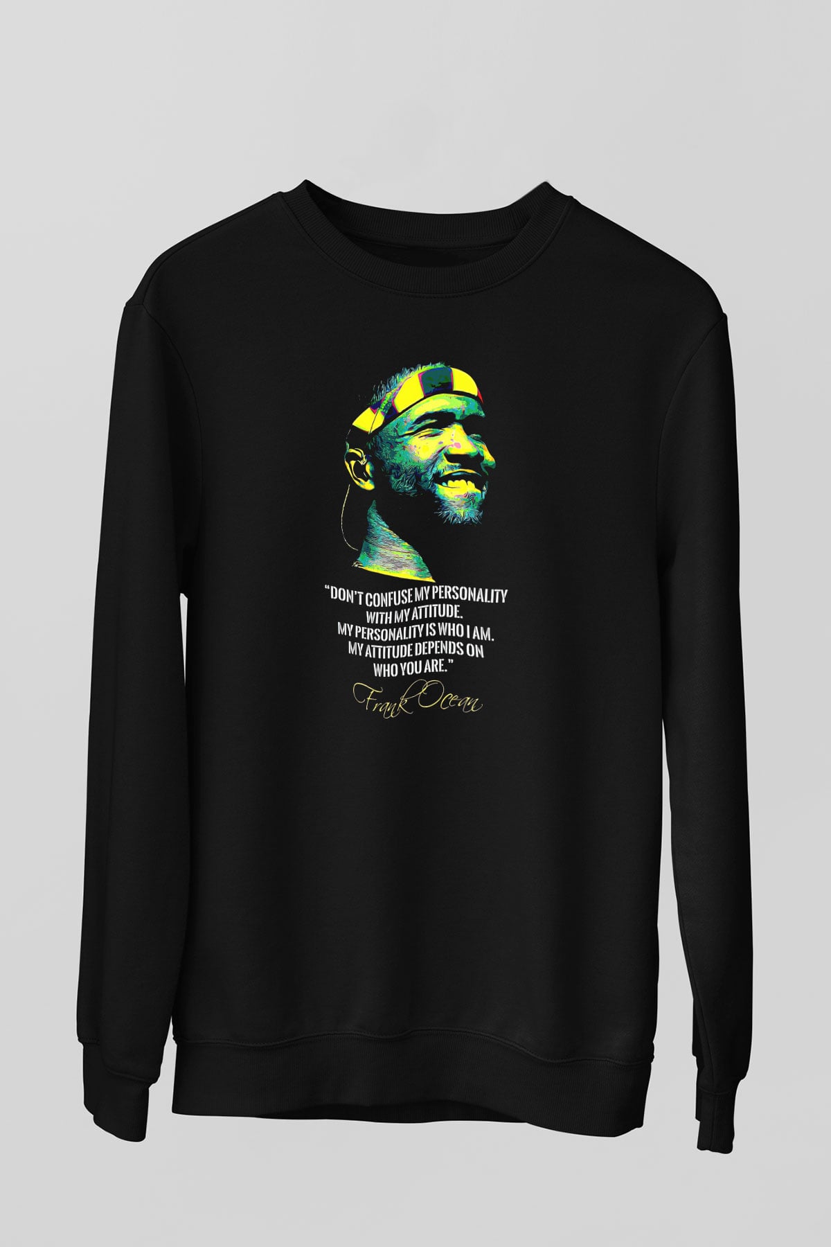 Frank Ocean Baskılı Unisex Siyah Sweatshirt
