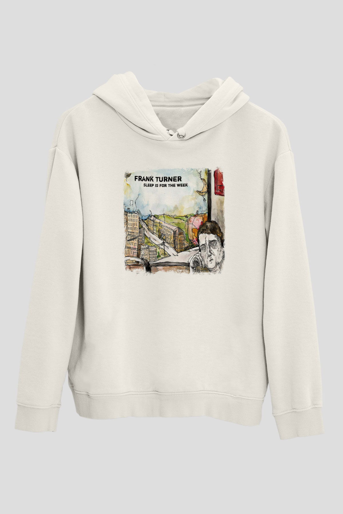 Frank Turner Baskılı Unisex Beyaz Hoodie