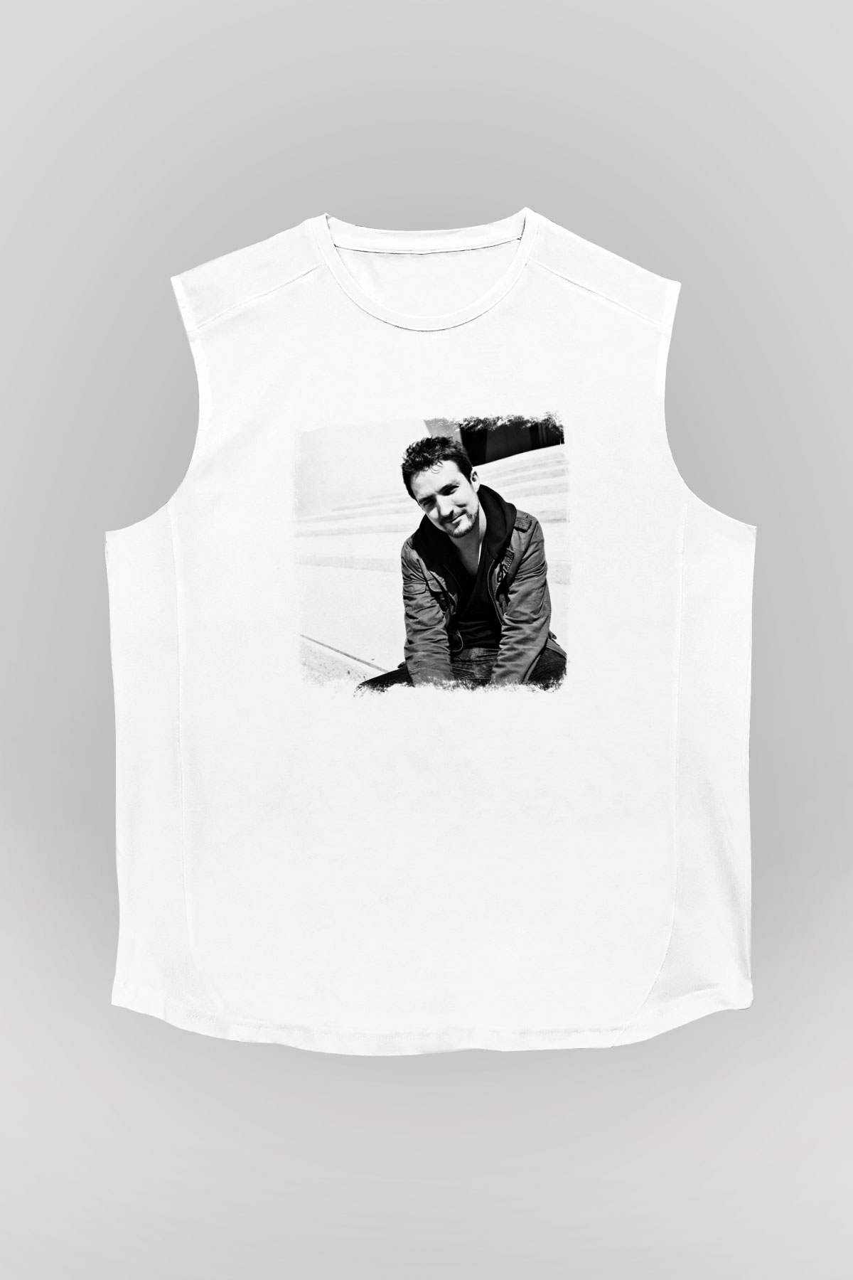 Frank Turner Baskılı Unisex Beyaz Kolsuz Tişört