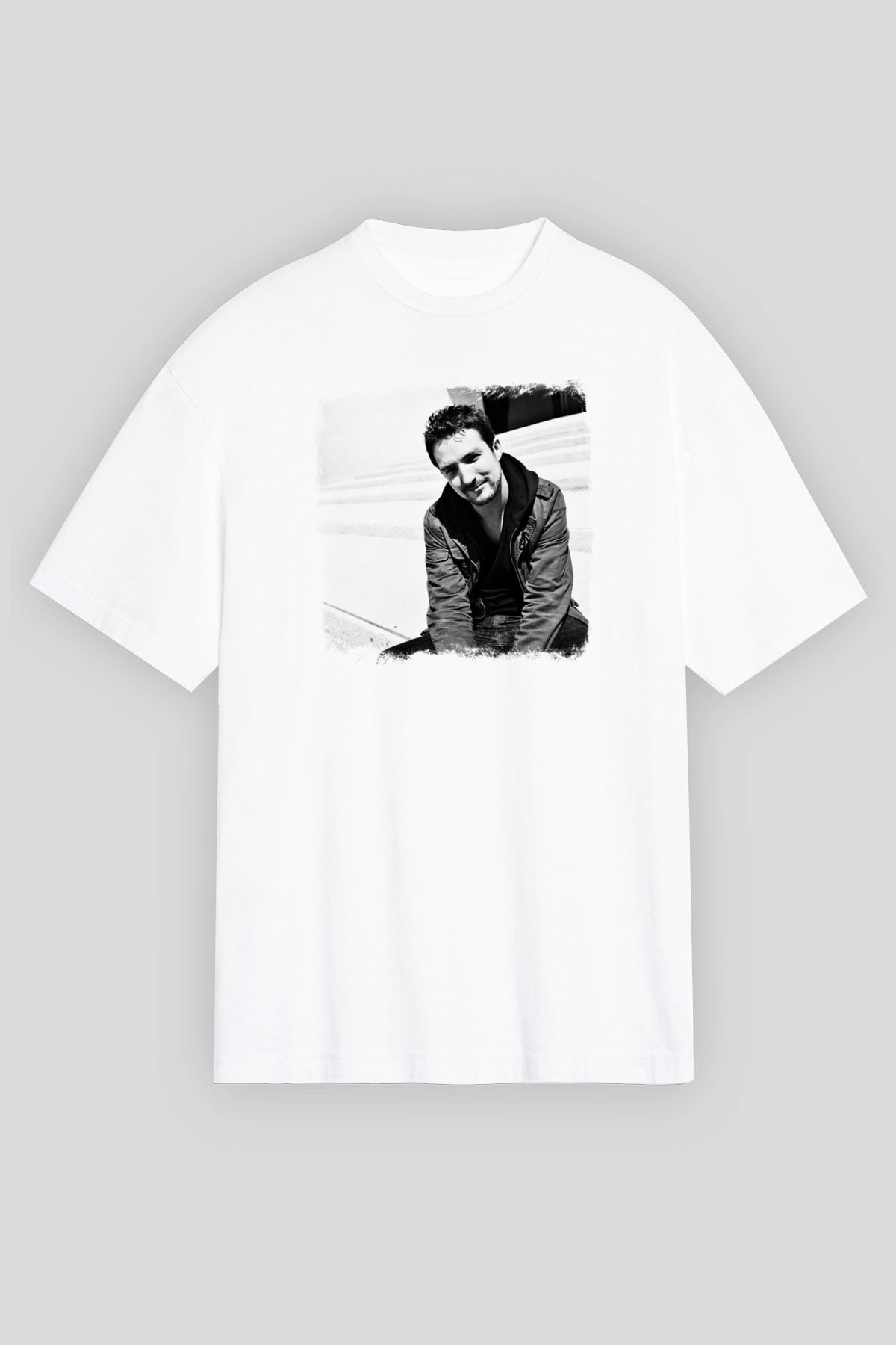 Frank Turner Baskılı Unisex Beyaz Oversize Tişört