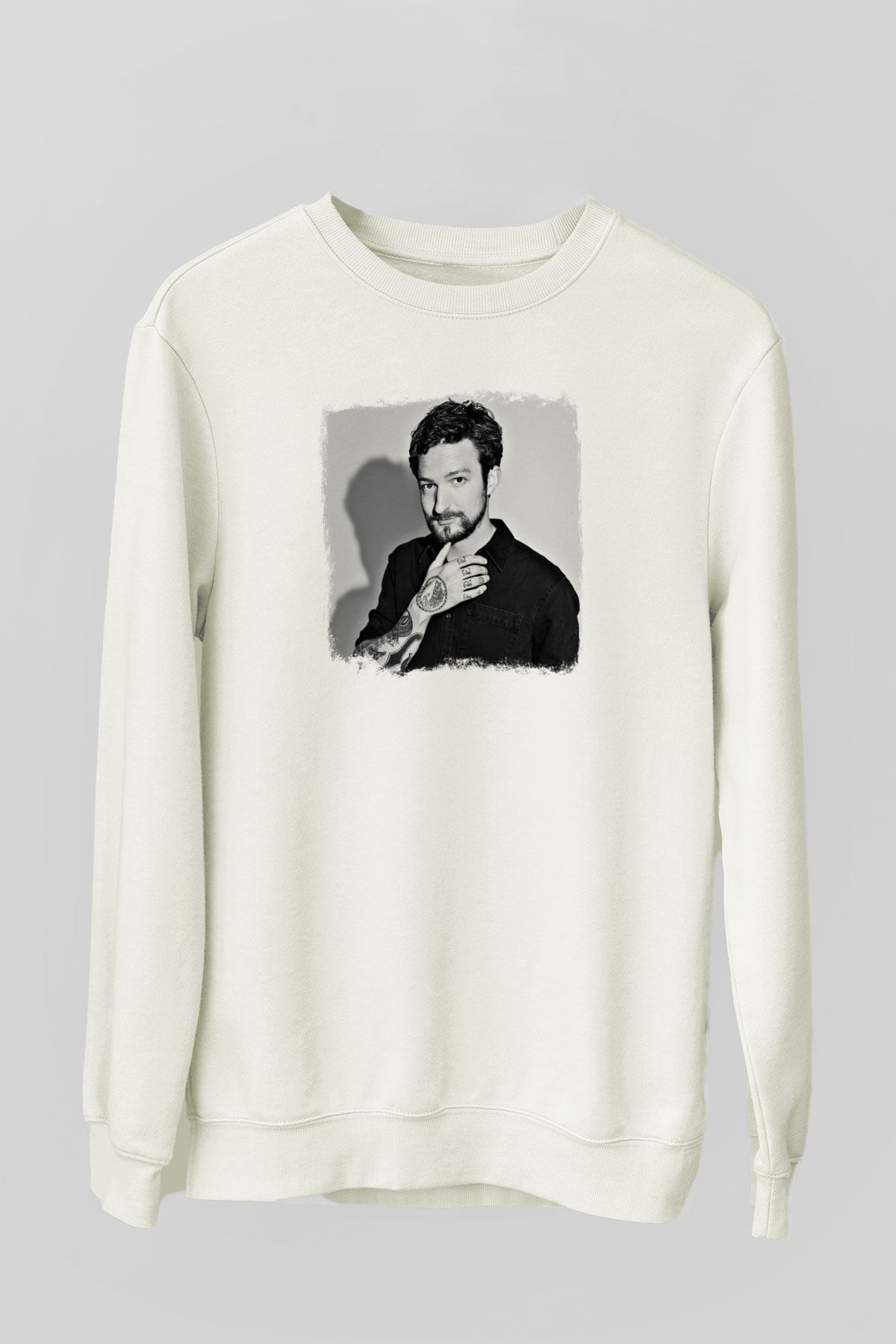 Frank Turner Baskılı Unisex Beyaz Sweatshirt