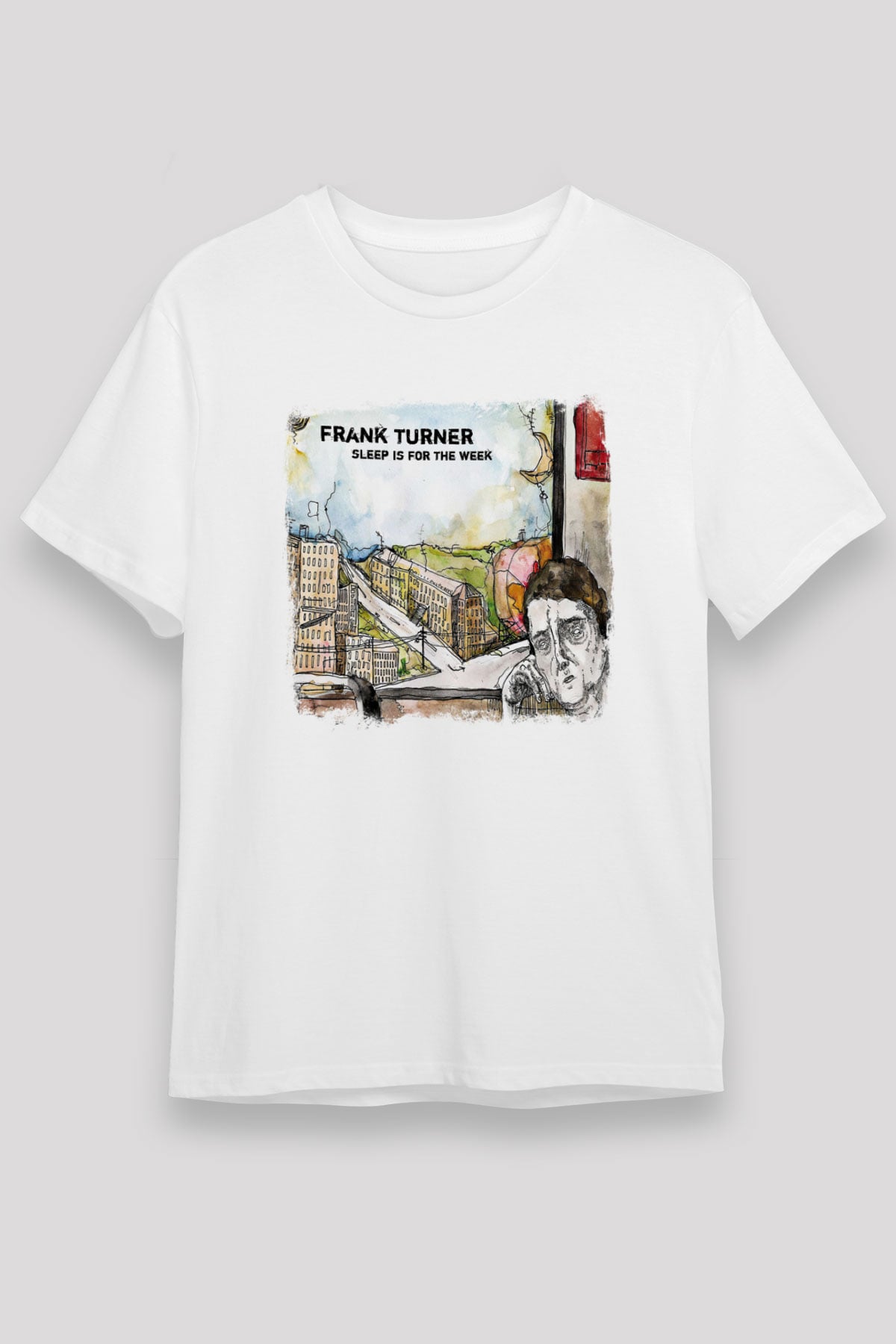 Frank Turner Baskılı Unisex Beyaz Tişört