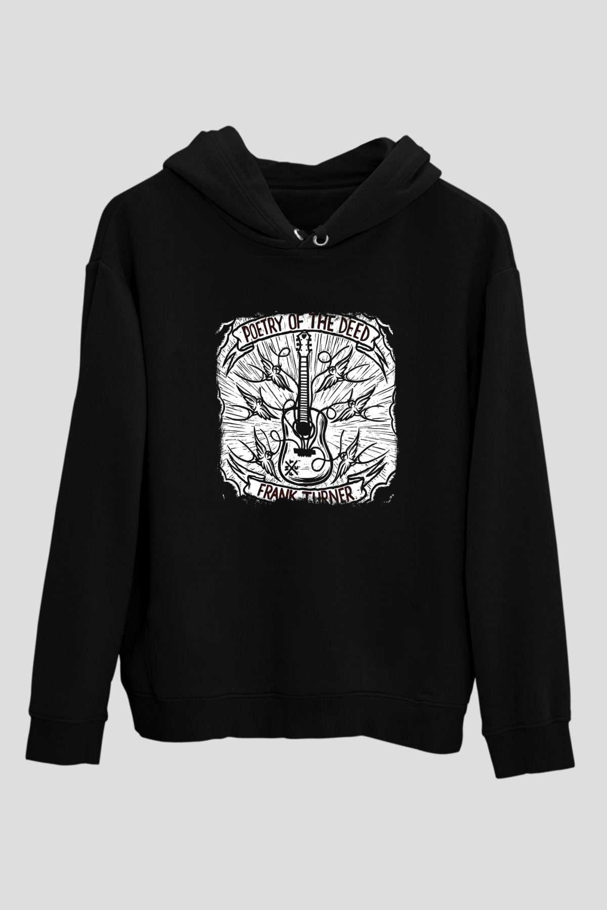 Frank Turner Baskılı Unisex Siyah Hoodie