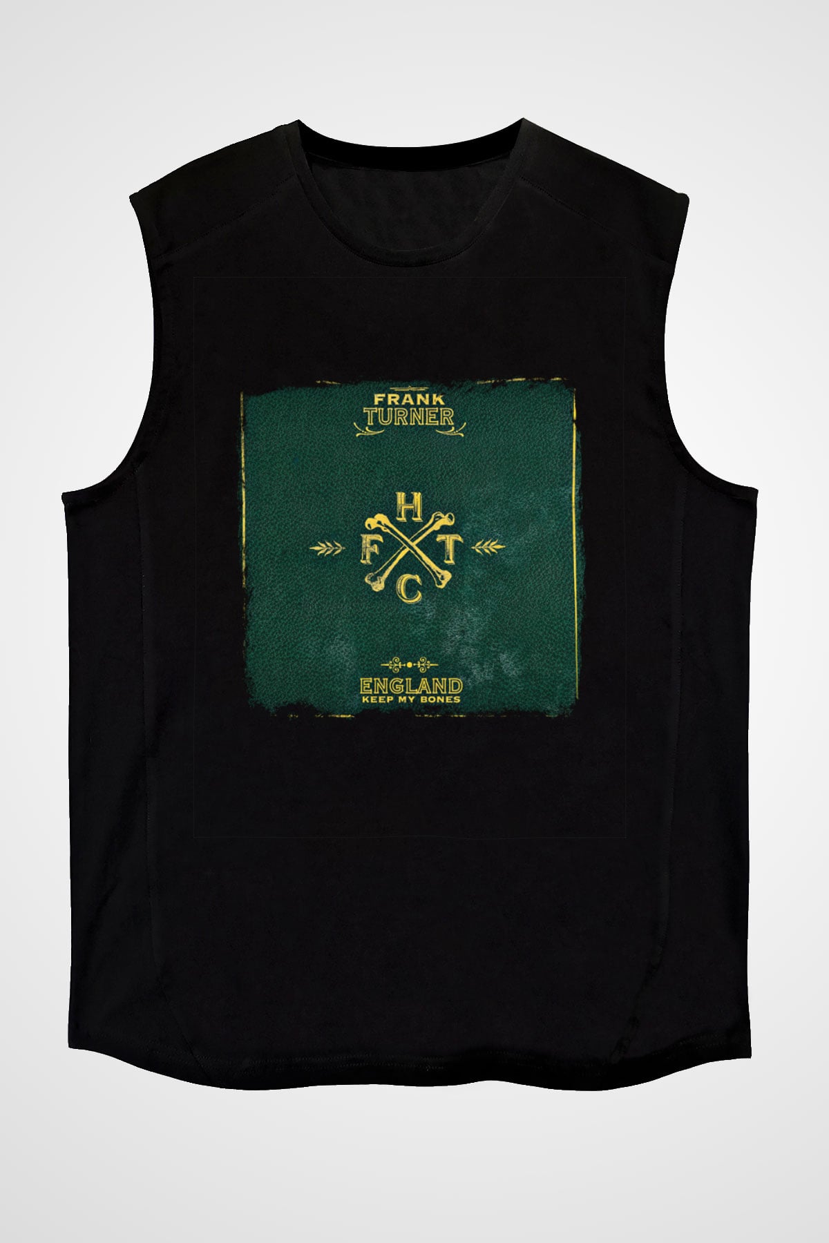 Frank Turner Baskılı Unisex Siyah Kolsuz Tişört
