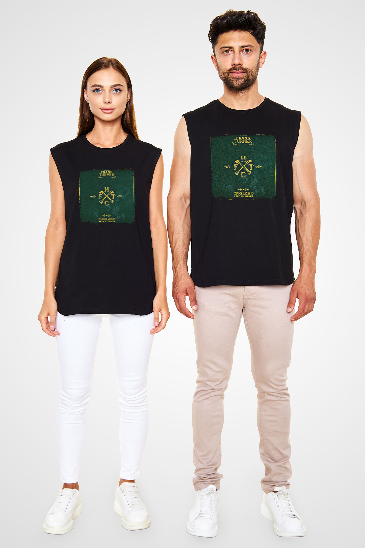 Frank Turner Baskılı Unisex Siyah Kolsuz Tişört
