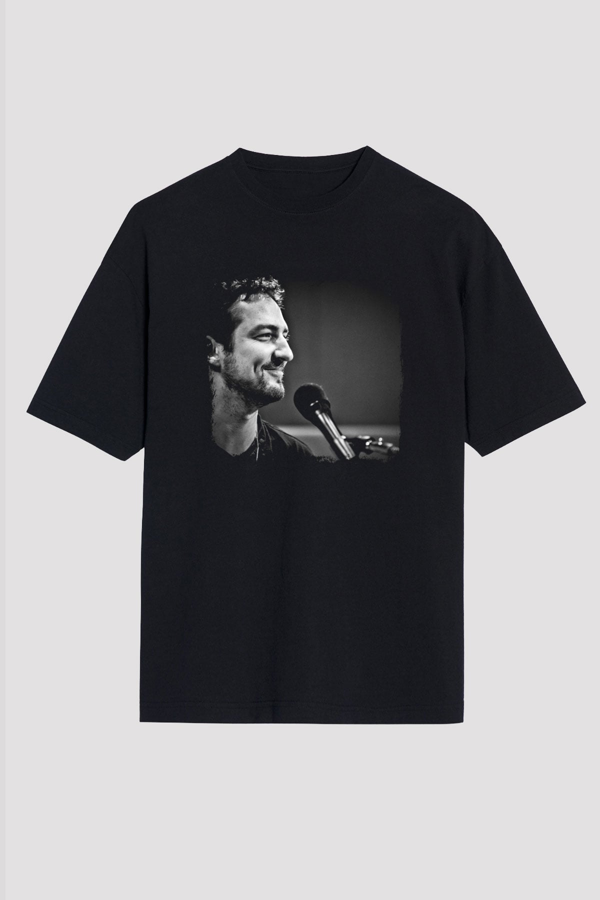 Frank Turner Baskılı Unisex Siyah Oversize Tişört
