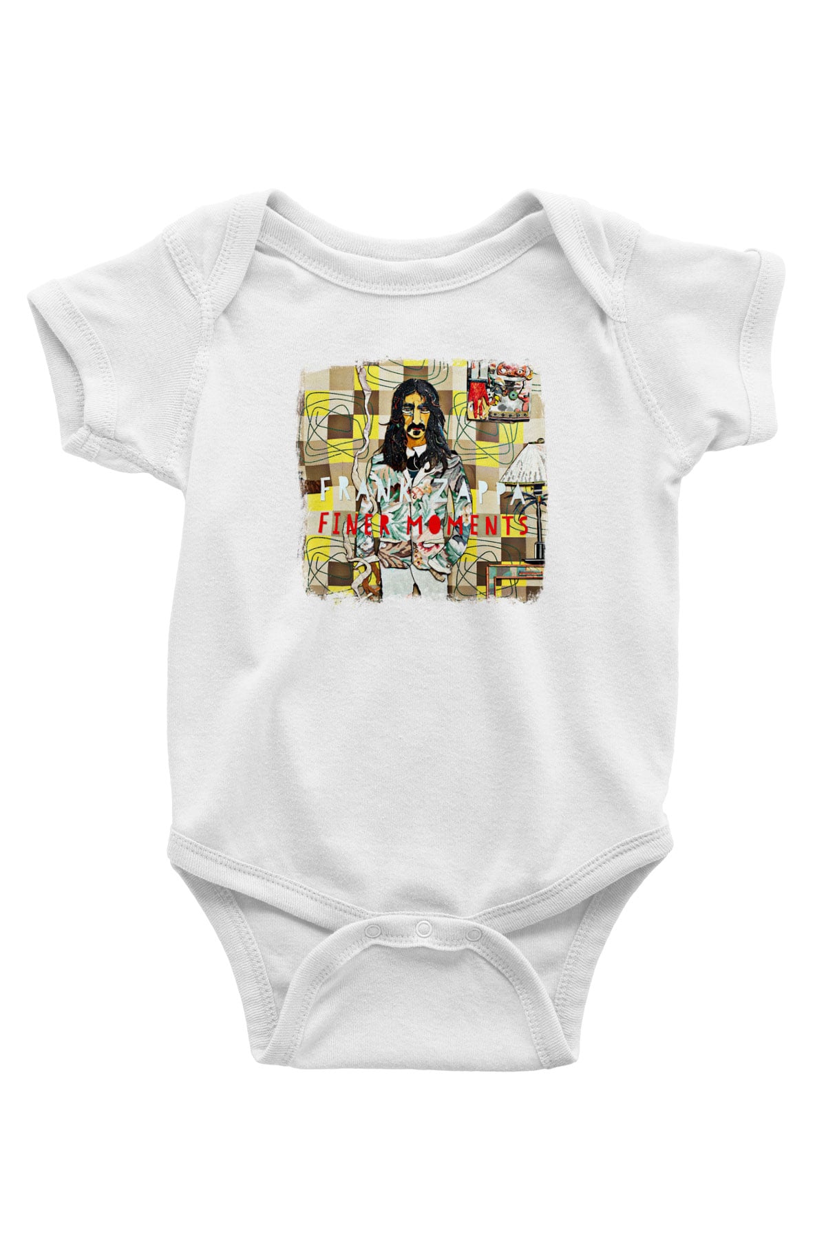 Frank Zappa Baskılı Unisex Beyaz Bebek Body - Zıbın