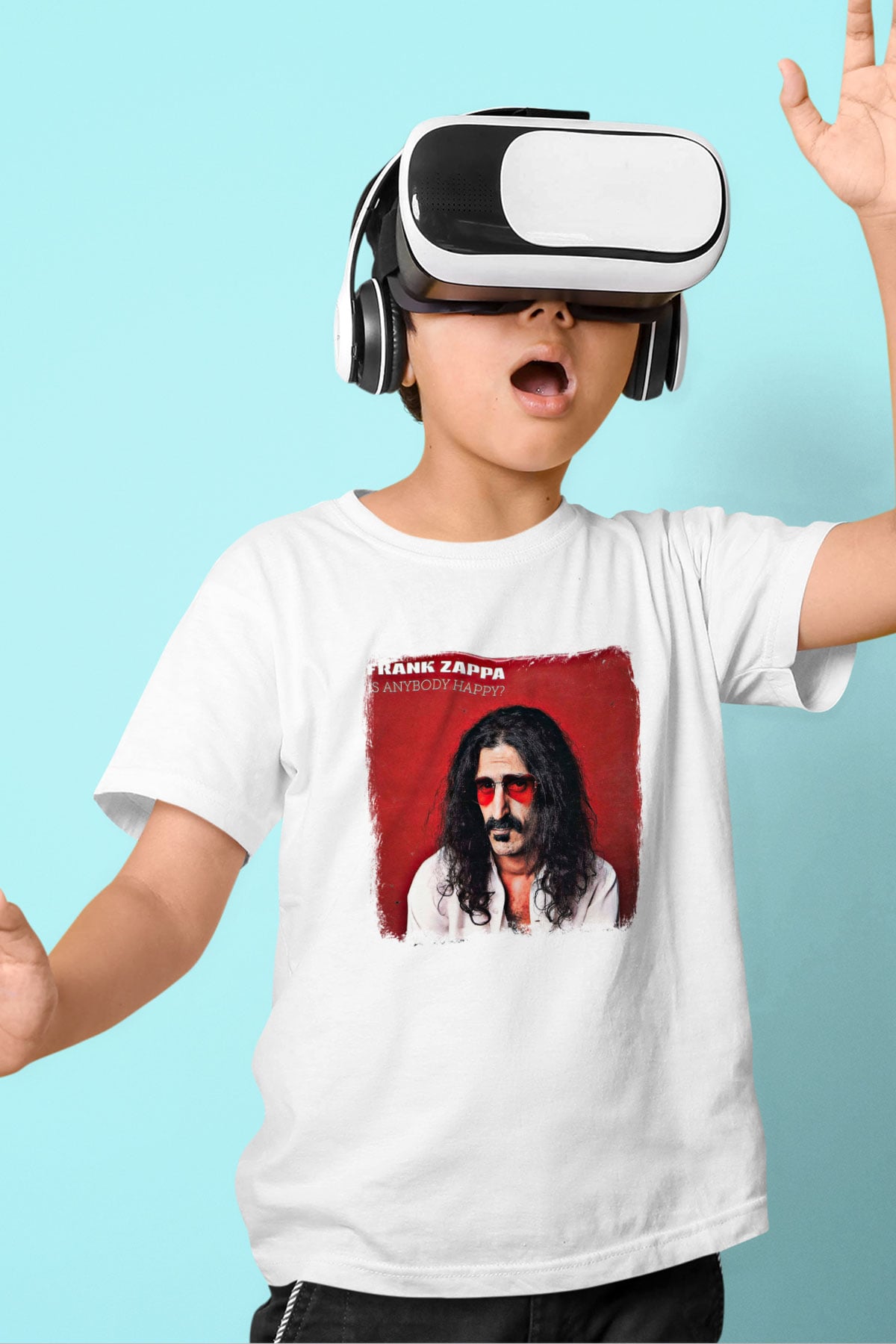 Frank Zappa Baskılı Unisex Beyaz Çocuk Tişört