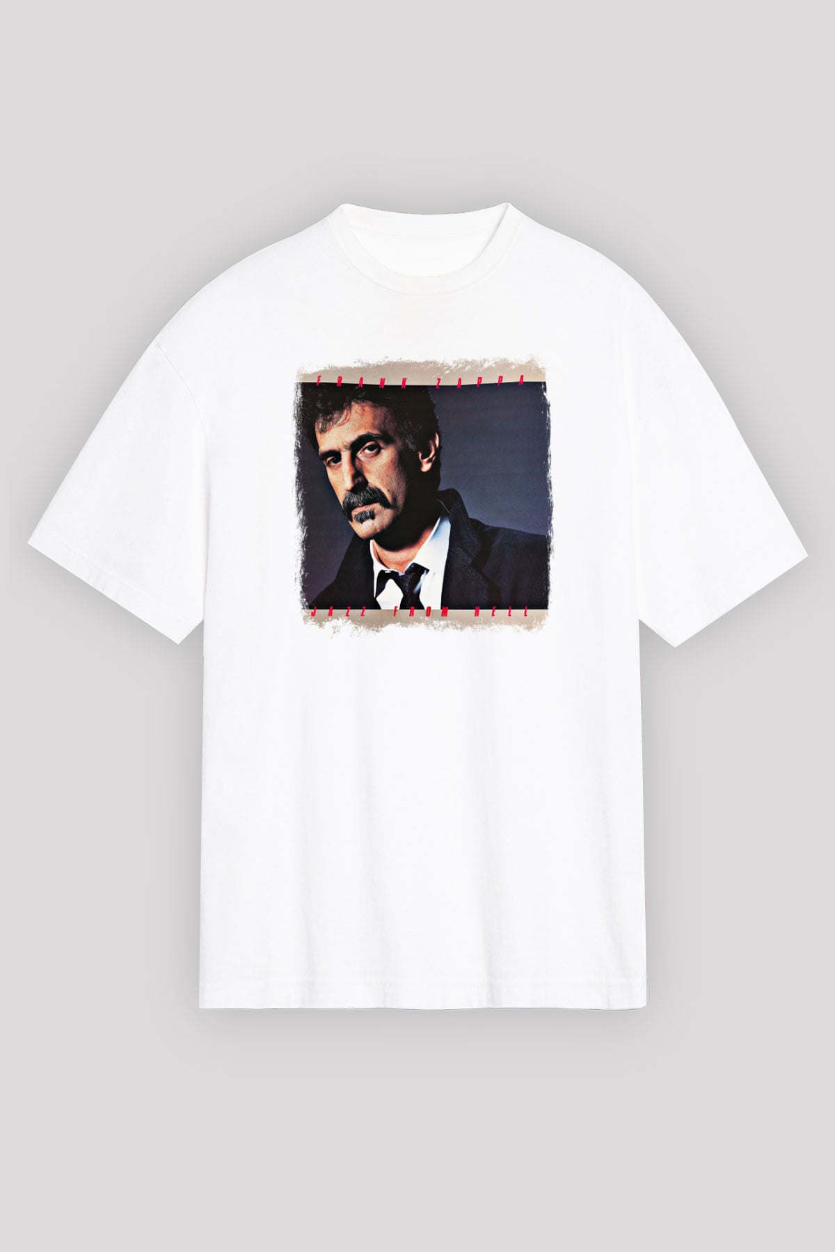 Frank Zappa Baskılı Unisex Beyaz Oversize Tişört