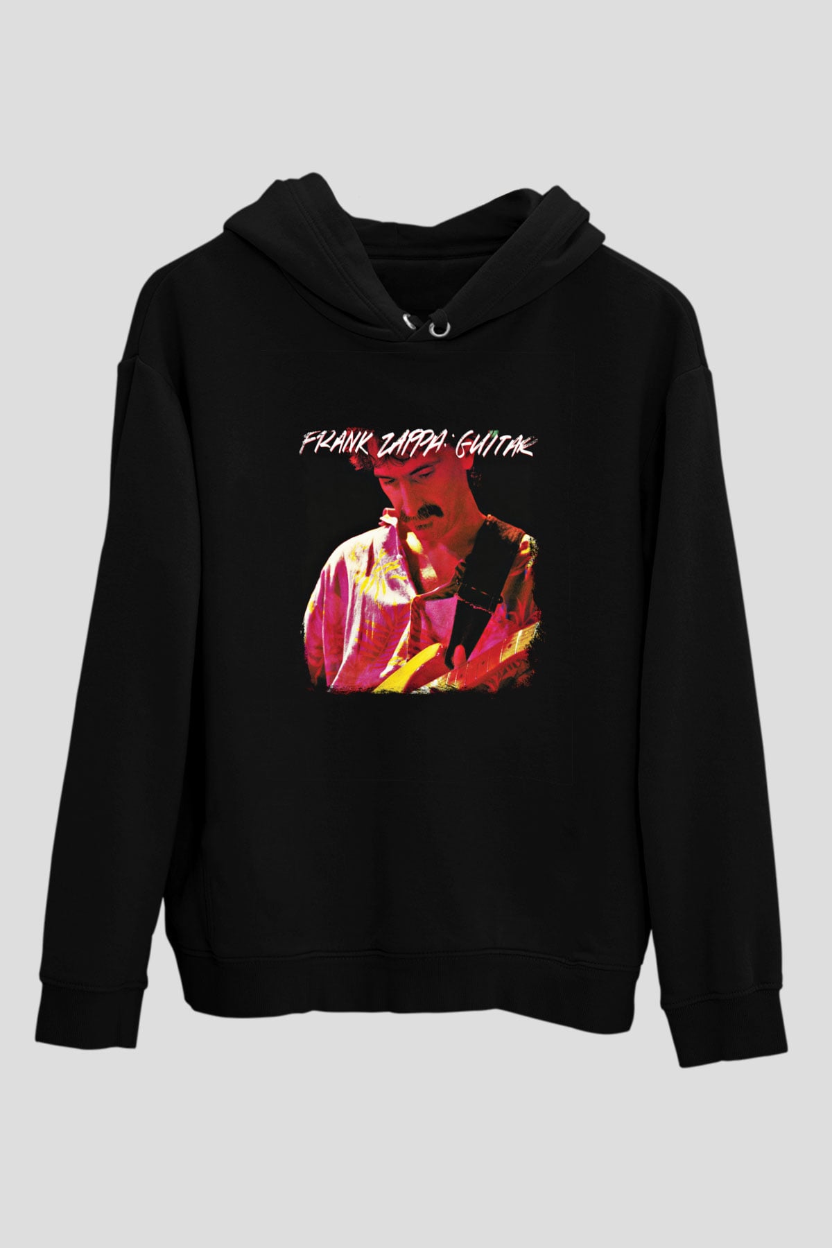 Frank Zappa Baskılı Unisex Siyah Hoodie