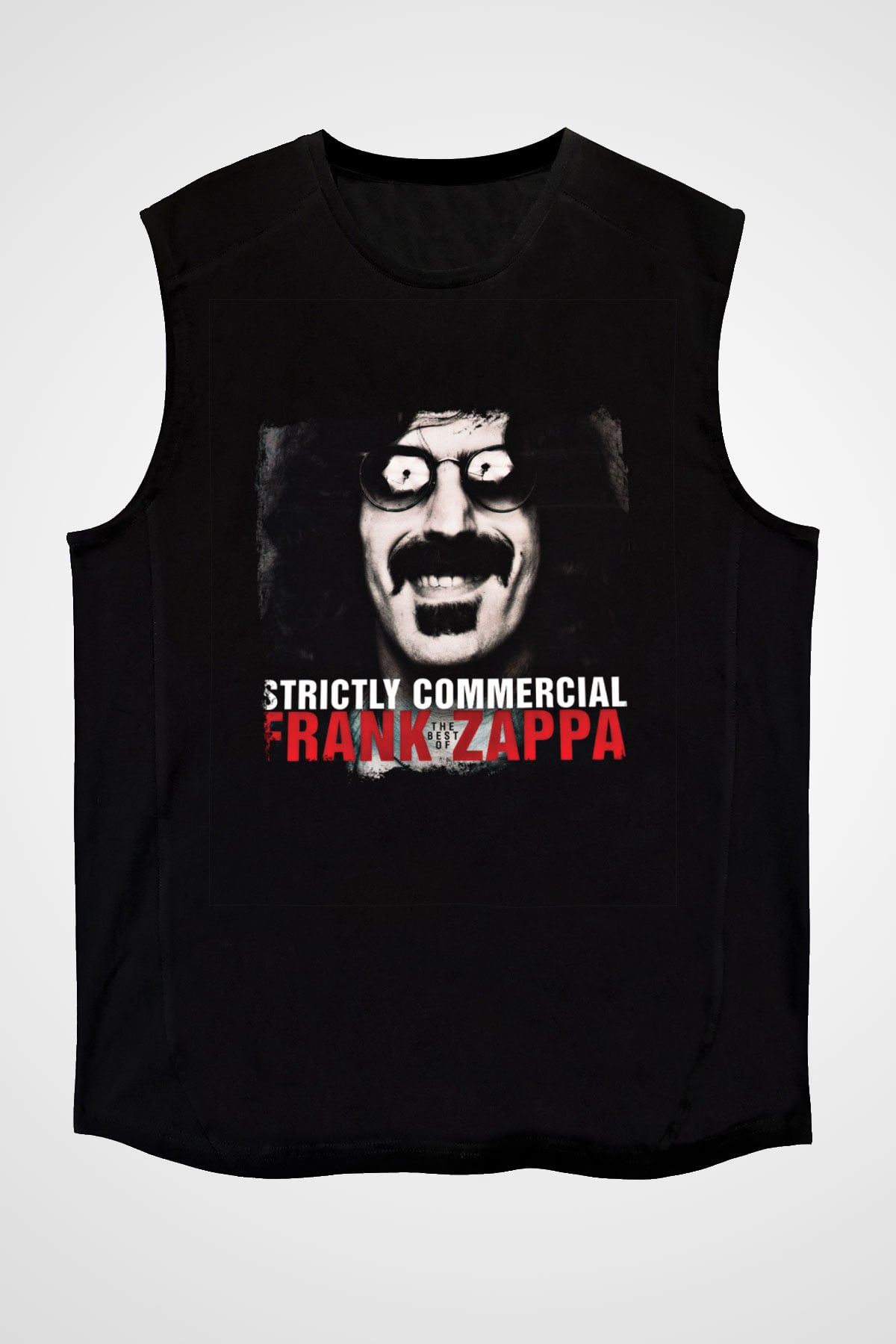 Frank Zappa Baskılı Unisex Siyah Kolsuz Tişört