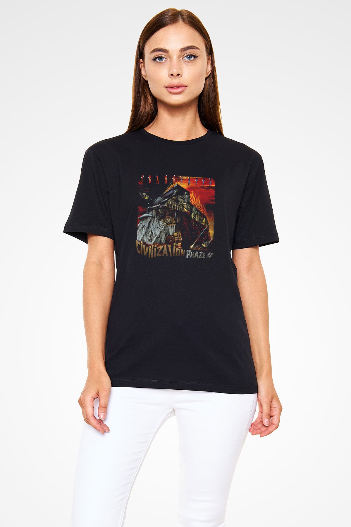 Frank Zappa Baskılı Unisex Siyah Tişört