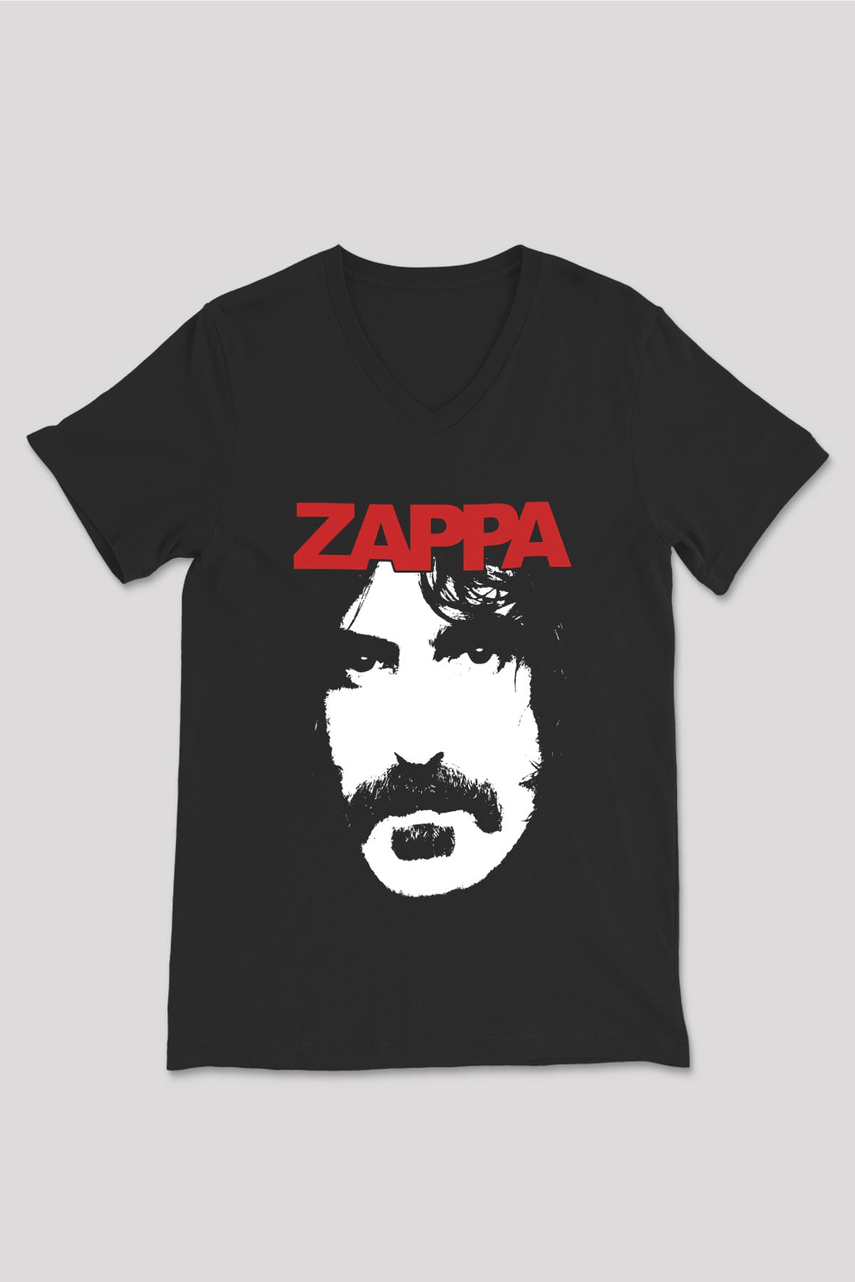 Frank Zappa Siyah Unisex V Yaka Tişört T-Shirt