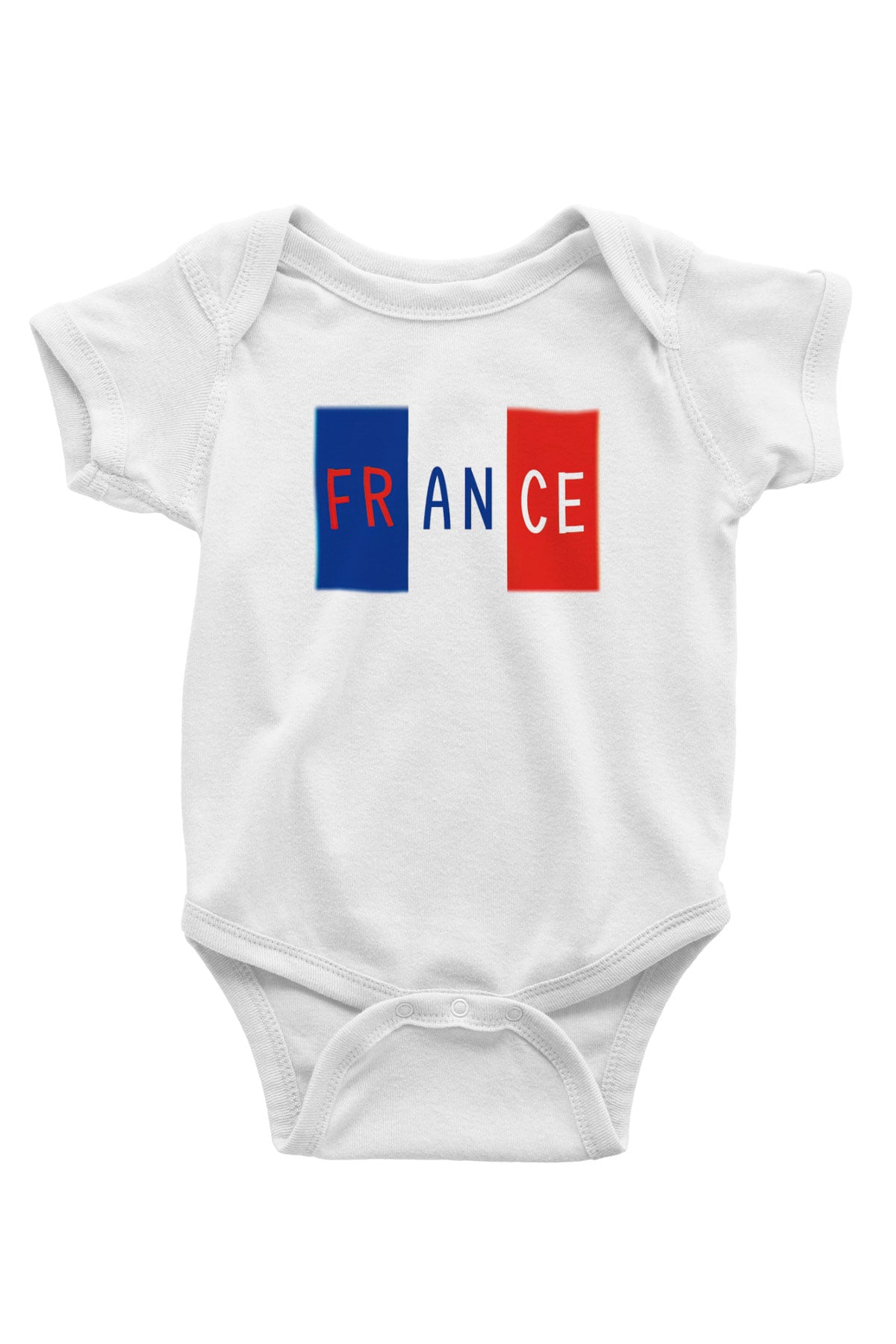 Fransa Baskılı Beyaz Unisex Bebek Body - Zıbın