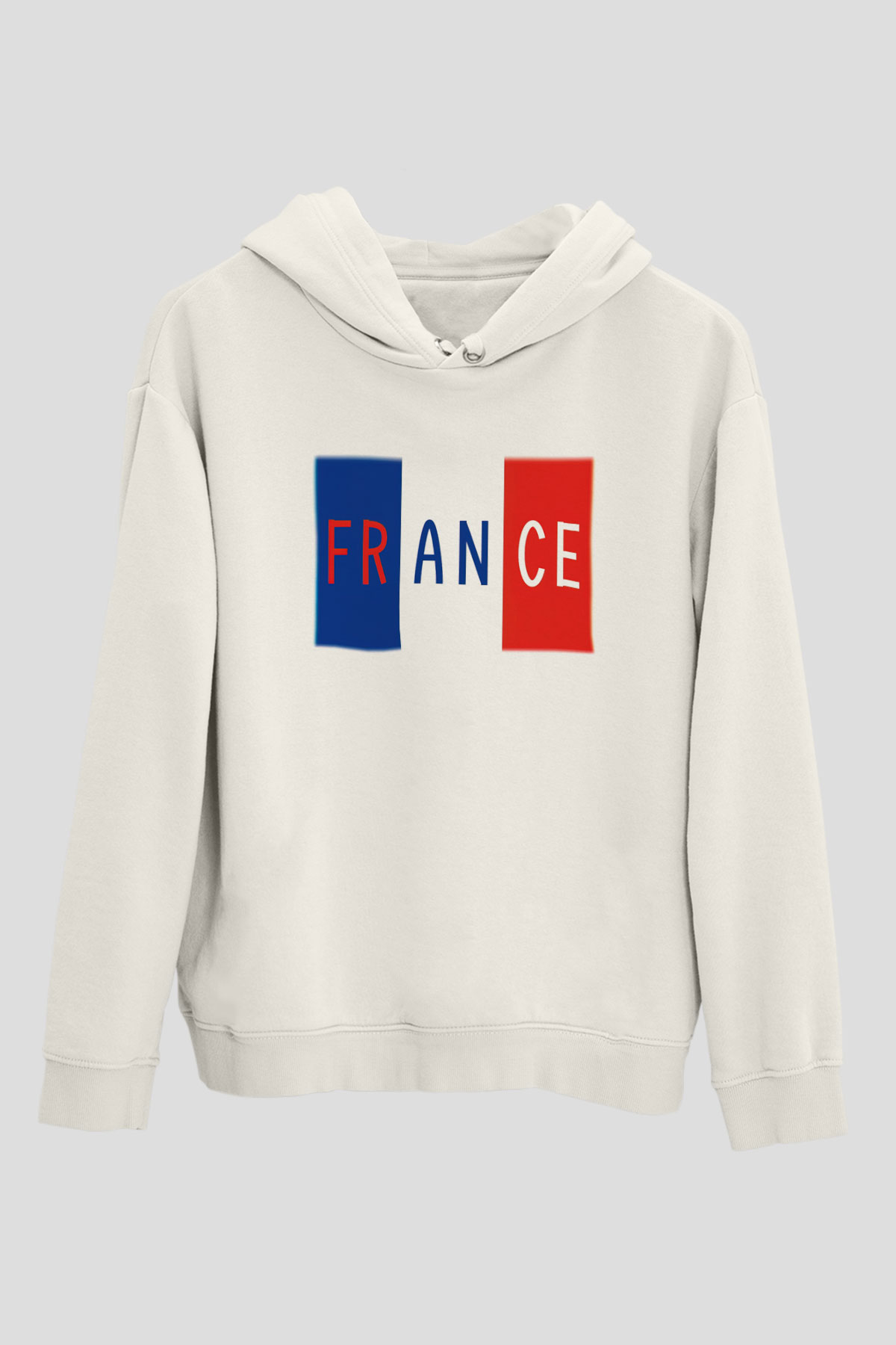 Fransa Beyaz Unisex Kapşonlu Sweatshirt