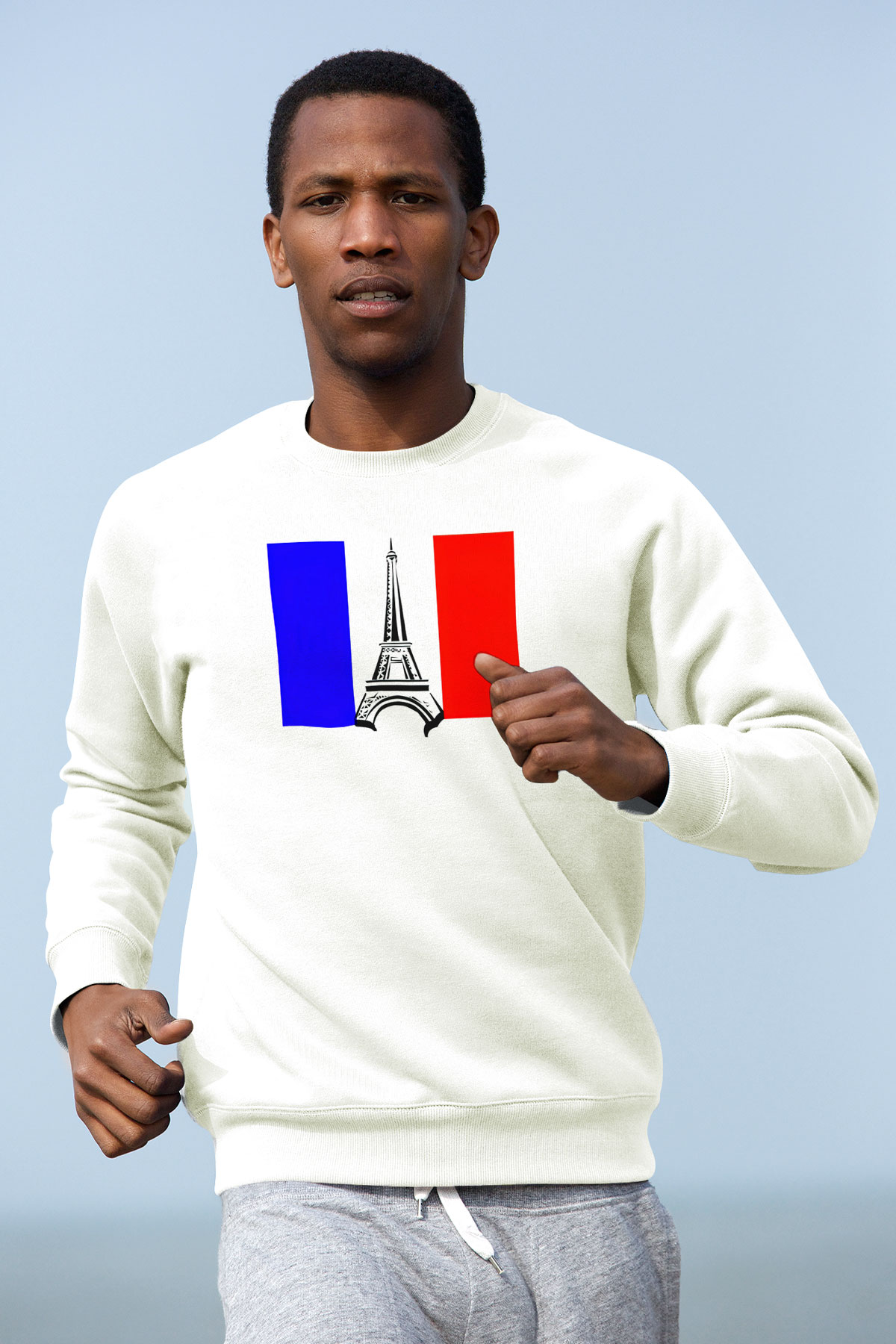 Fransa Beyaz Unisex Sweatshirt