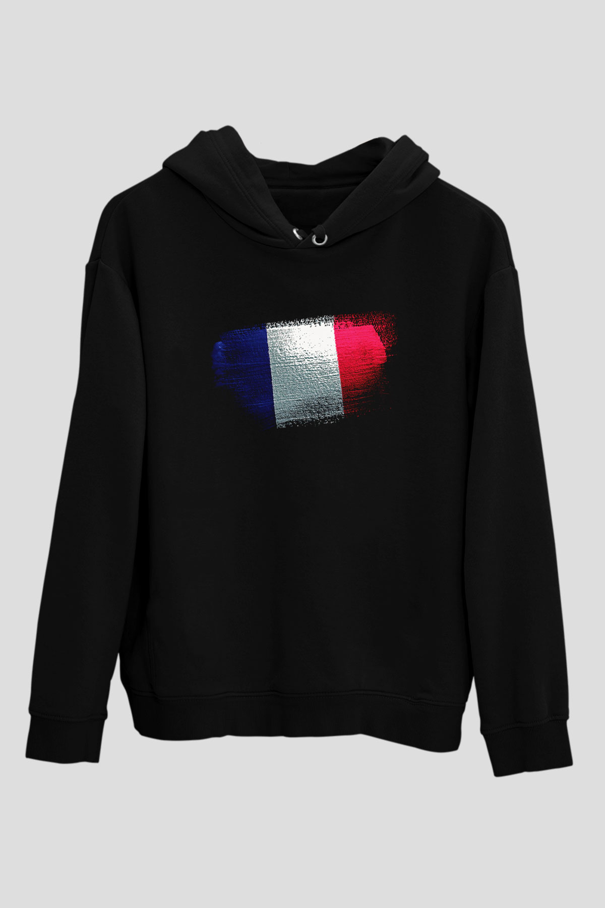 Fransa - France Bayrağı Baskılı Unisex Siyah Hoodie