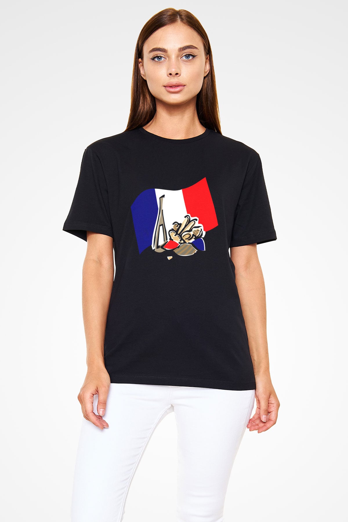 Fransa Siyah Unisex Tişört T-Shirt - TişörtFabrikası