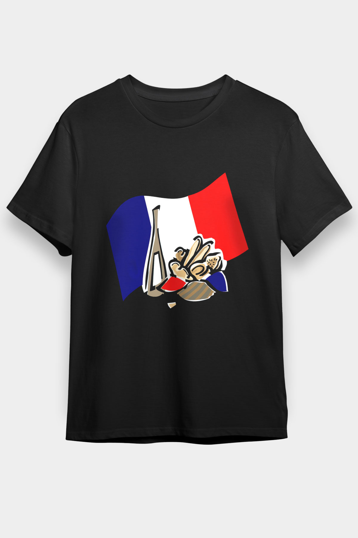 Fransa Siyah Unisex Tişört T-Shirt - TişörtFabrikası