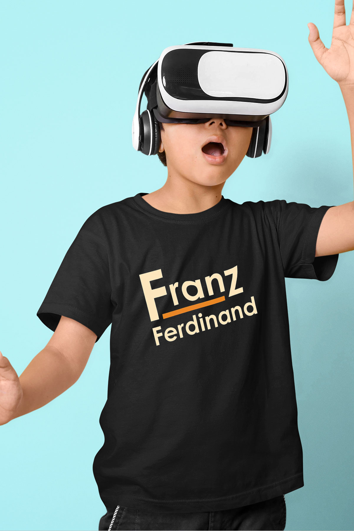 Franz Ferdinand Baskılı Siyah Unisex Çocuk Tişört