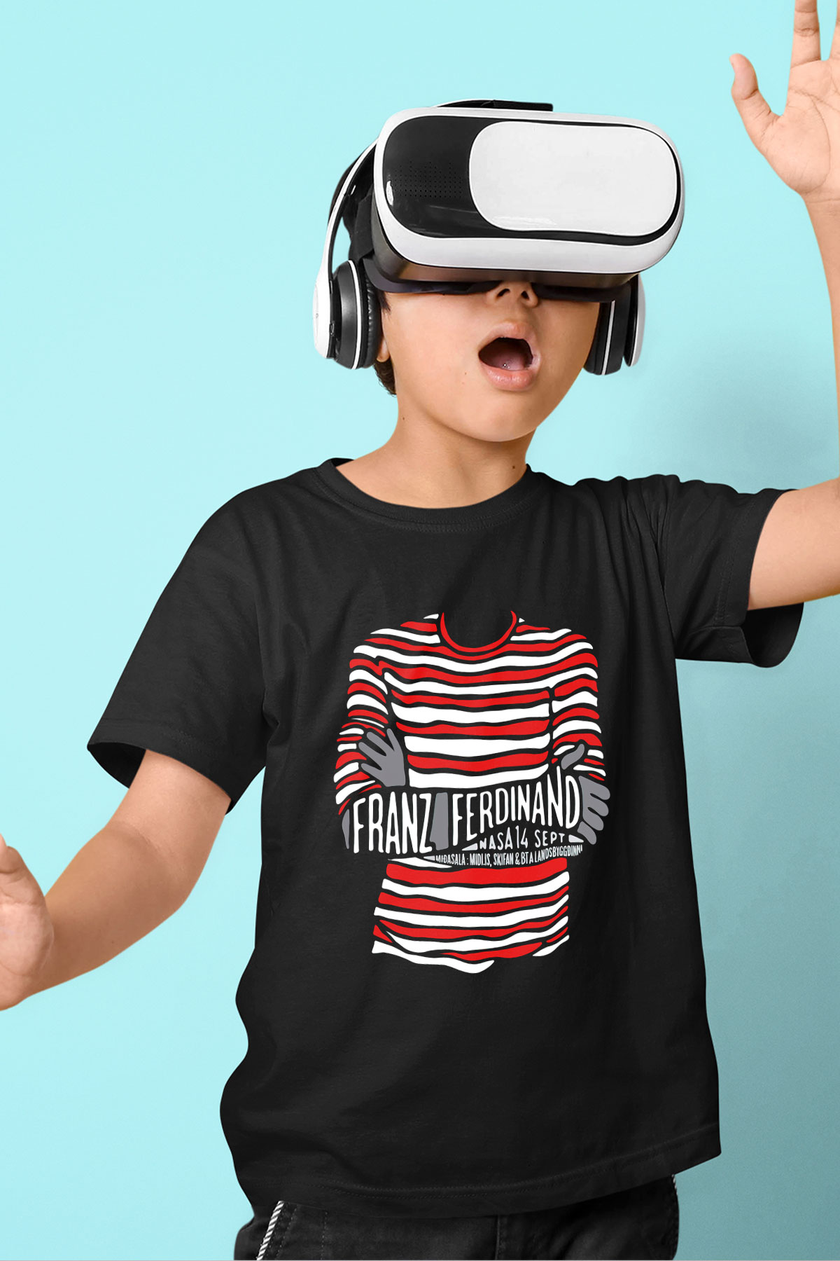 Franz Ferdinand Baskılı Siyah Unisex Çocuk Tişört