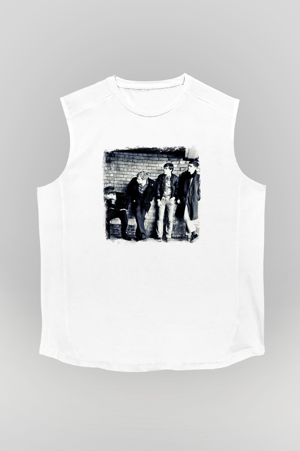 Franz Ferdinand Baskılı Unisex Beyaz Kolsuz Tişört