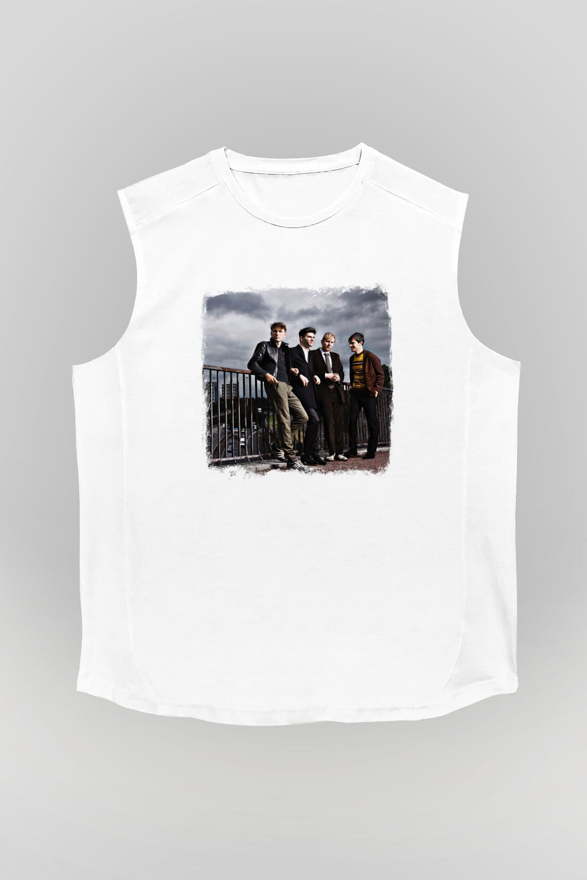 Franz Ferdinand Baskılı Unisex Beyaz Kolsuz Tişört