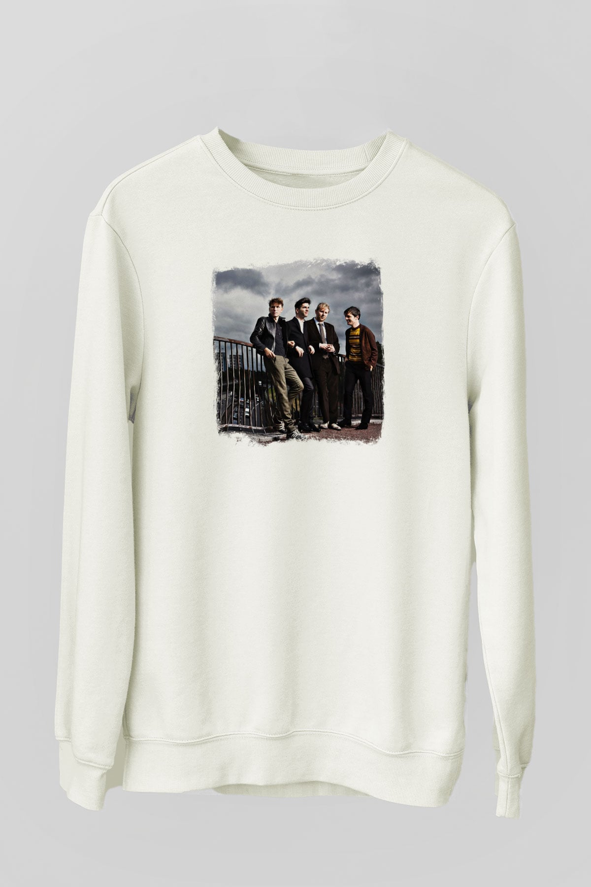Franz Ferdinand Baskılı Unisex Beyaz Sweatshirt