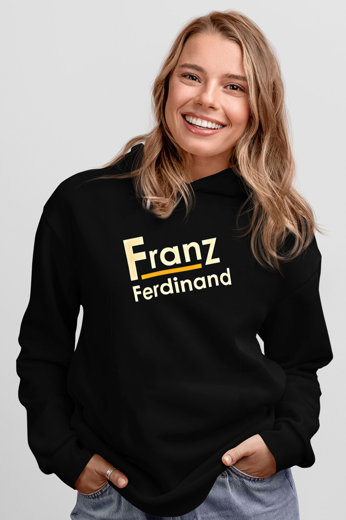 Franz Ferdinand Baskılı Unisex Siyah Hoodie