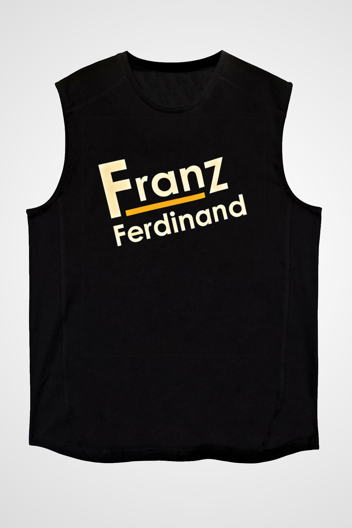 Franz Ferdinand Baskılı Unisex Siyah Kolsuz Tişört