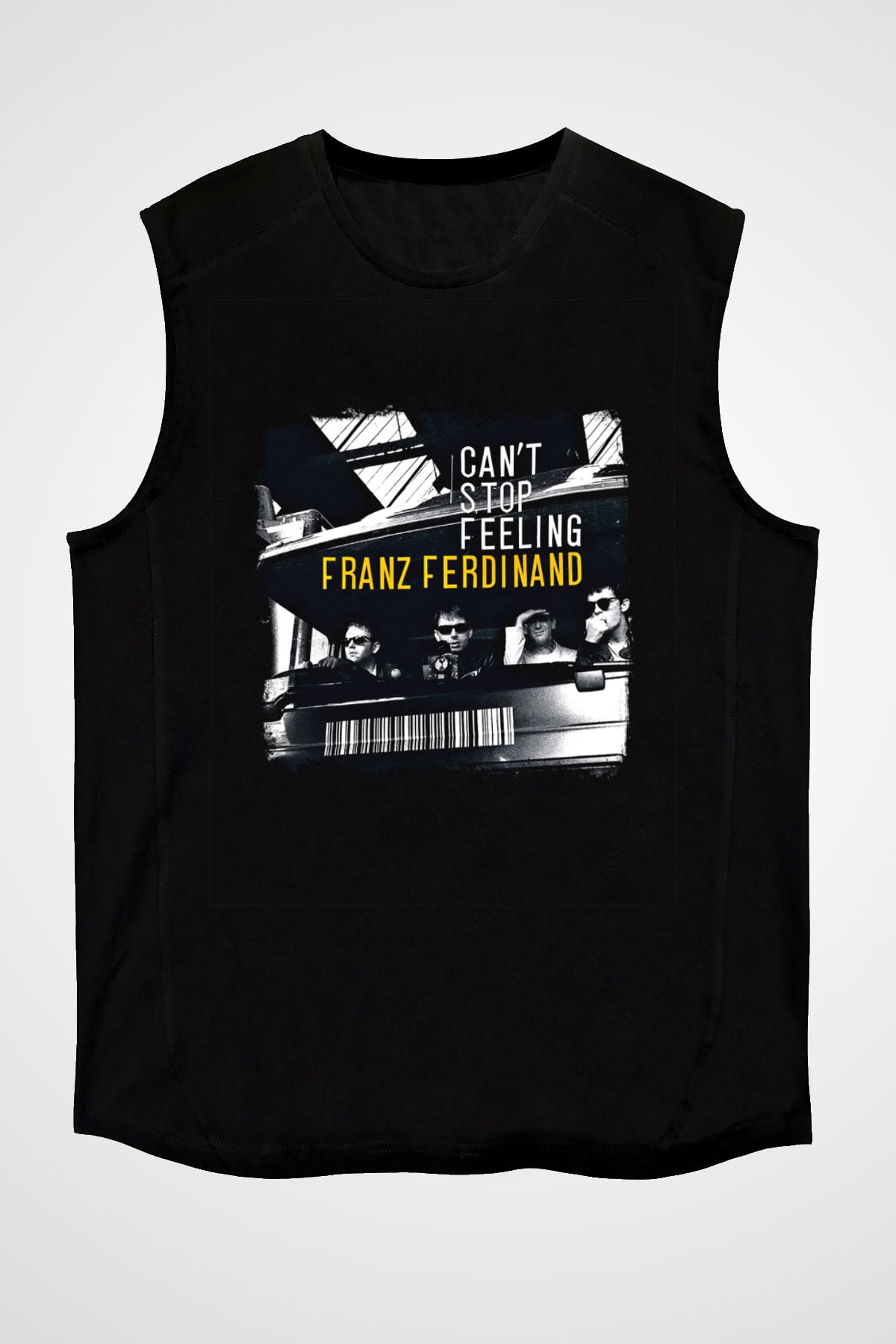 Franz Ferdinand Baskılı Unisex Siyah Kolsuz Tişört