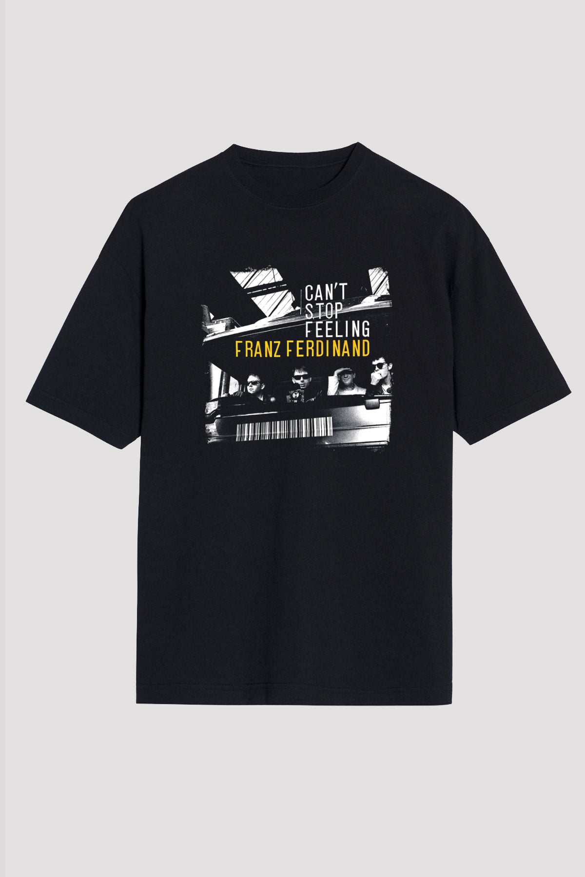 Franz Ferdinand Baskılı Unisex Siyah Oversize Tişört