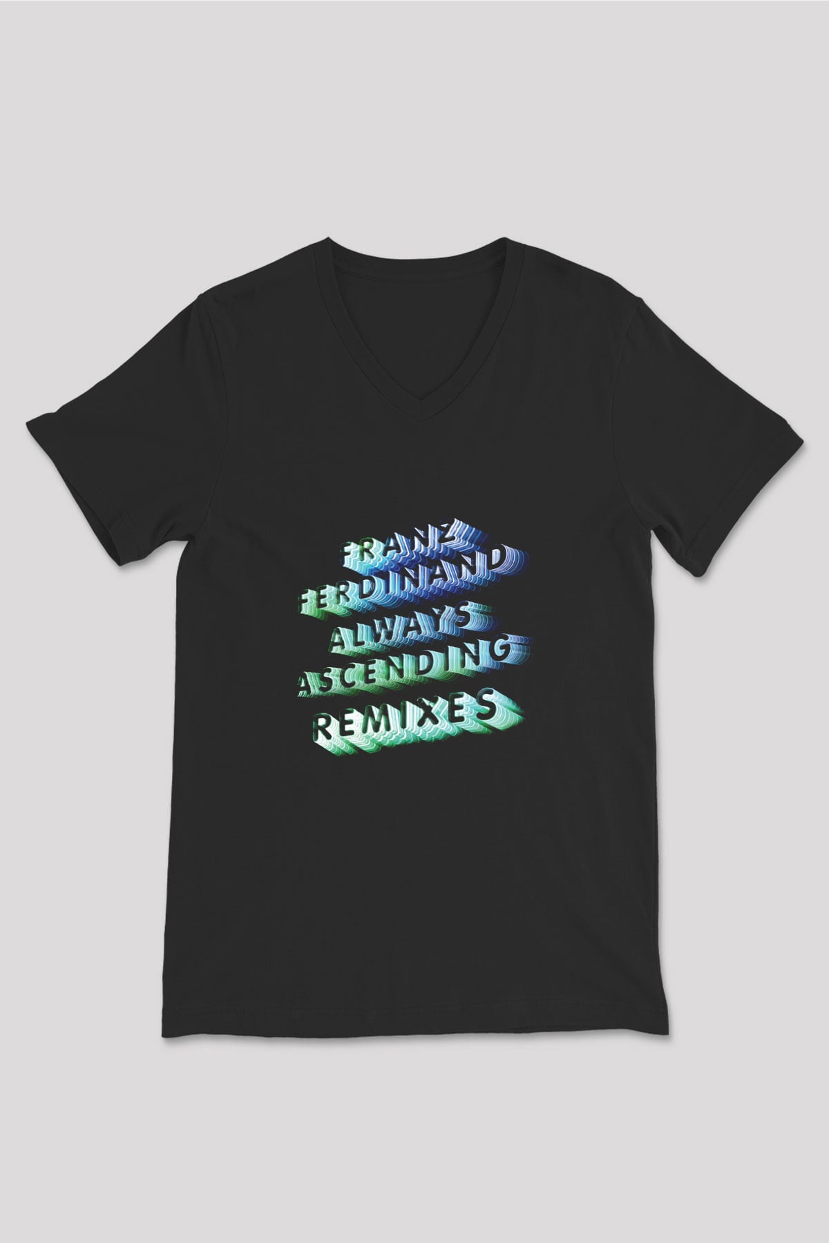 Franz Ferdinand Baskılı Unisex Siyah V Yaka Tişört