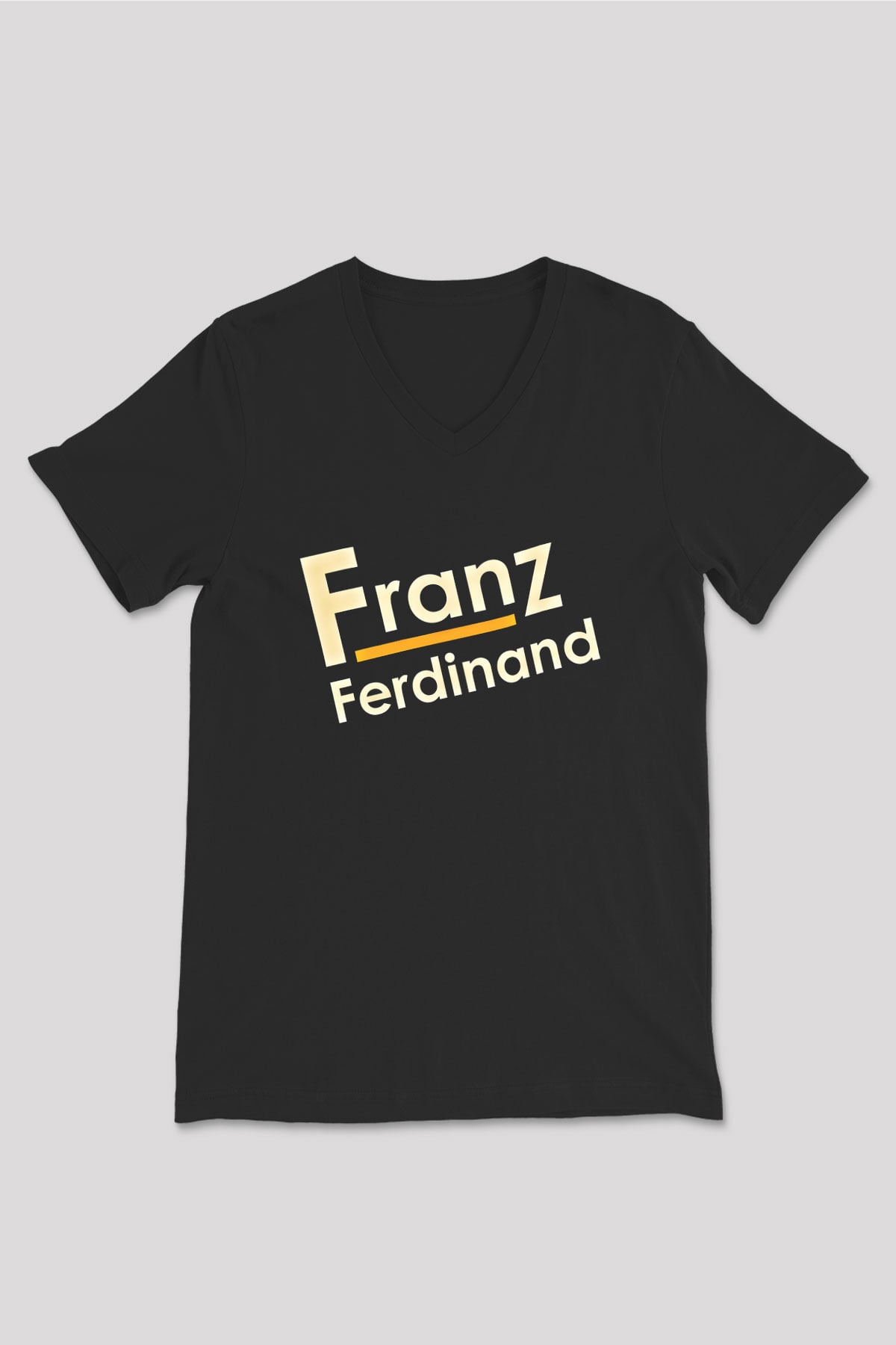 Franz Ferdinand Baskılı Unisex Siyah V Yaka Tişört