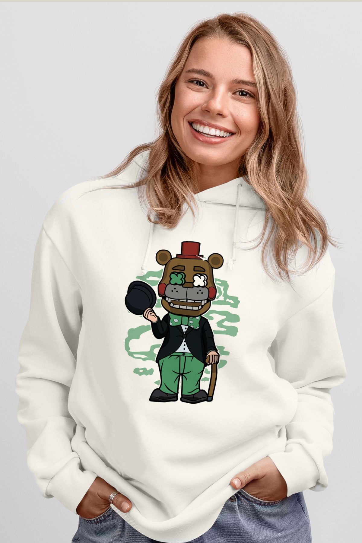 Freddy Gentlemen Baskılı Unisex Beyaz Hoodie