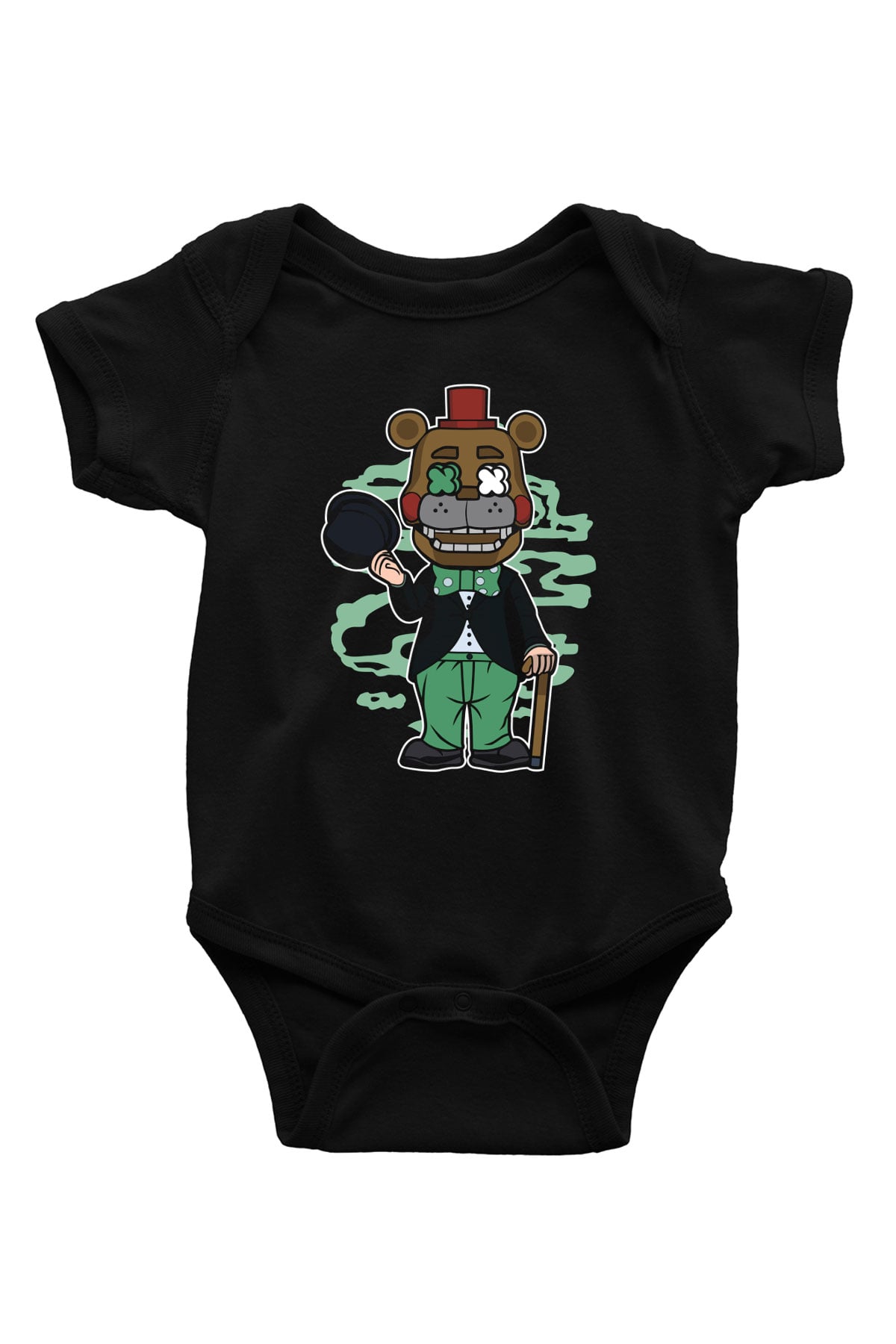 Freddy Gentlemen Baskılı Unisex Siyah Bebek Body - Zıbın