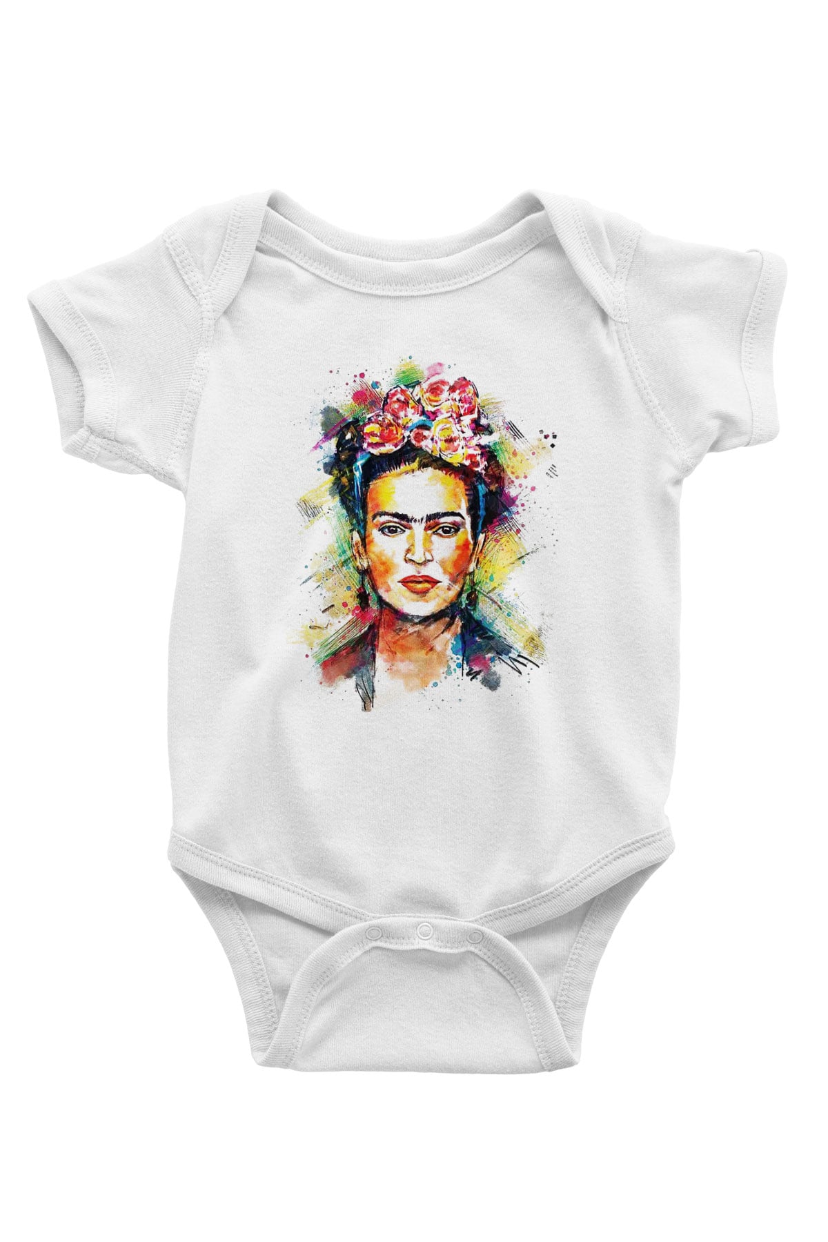 Frida Kahlo Baskılı Beyaz Unisex Bebek Body - Zıbın