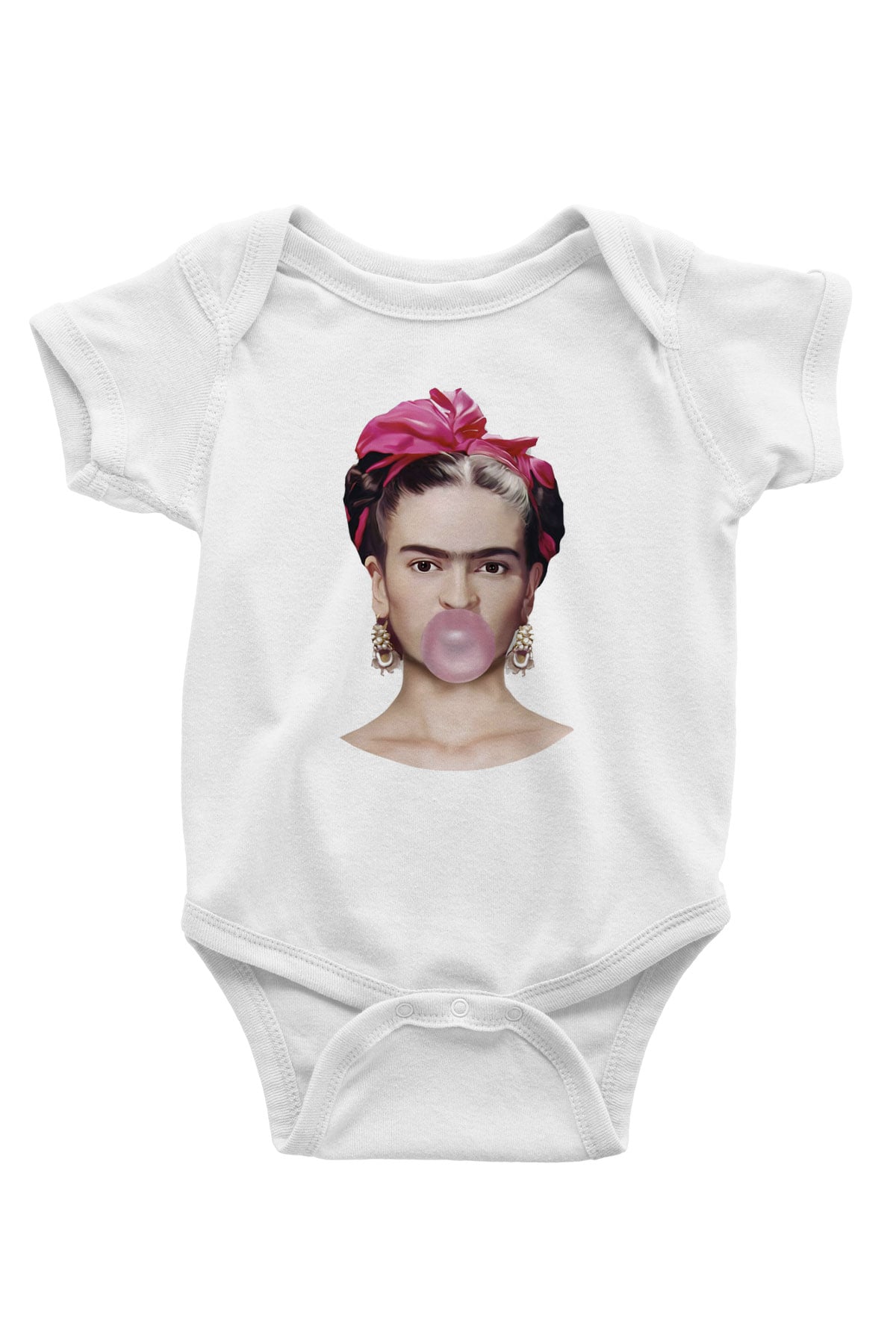 Frida Kahlo Baskılı Beyaz Unisex Bebek Body - Zıbın