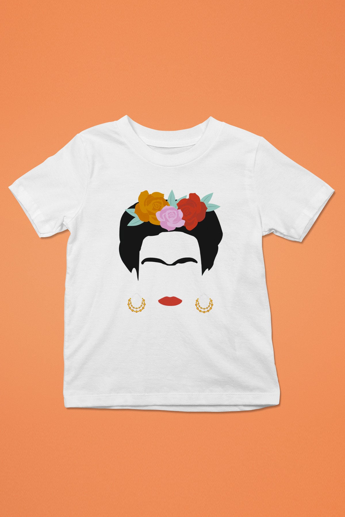 Frida Kahlo Baskılı Beyaz Unisex Çocuk Tişört