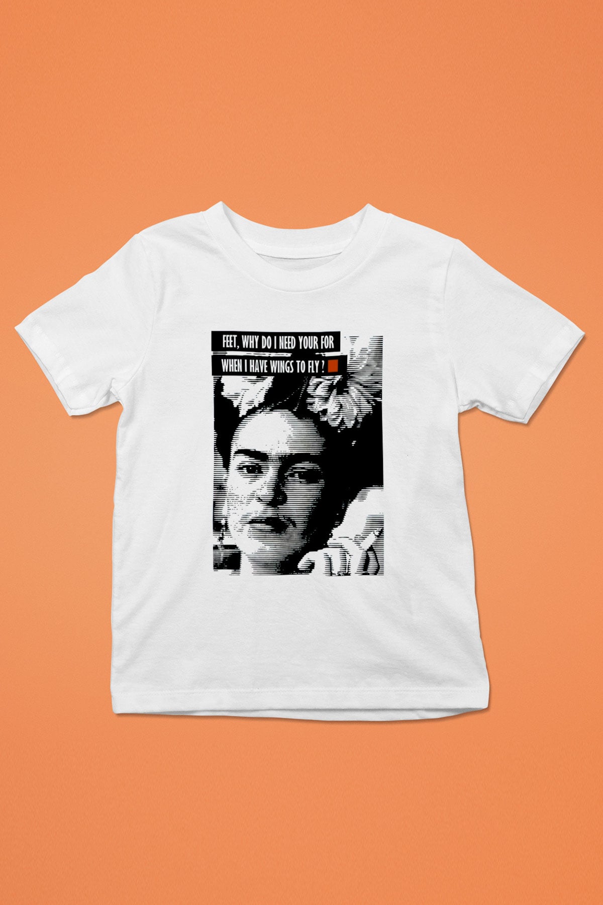 Frida Kahlo Baskılı Beyaz Unisex Çocuk Tişört