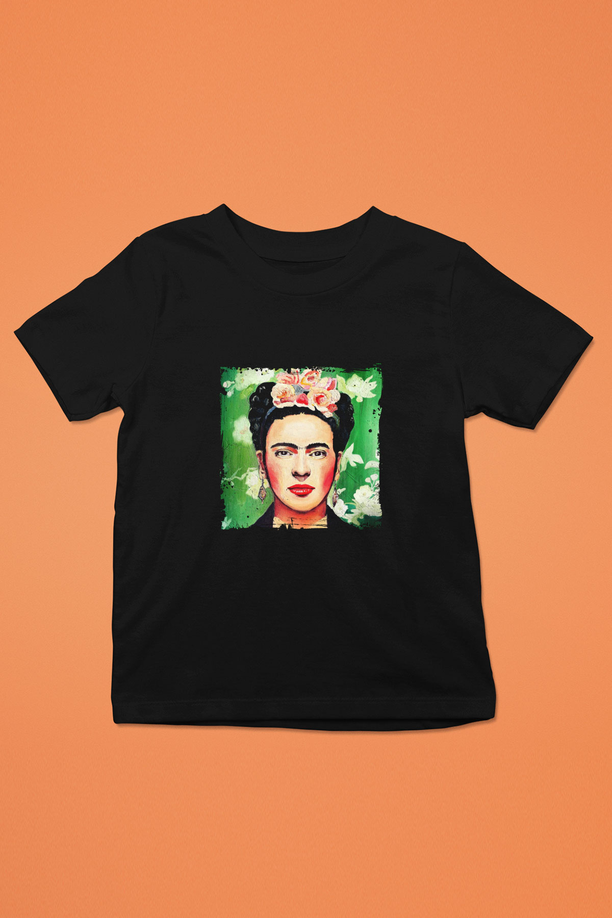 Frida Kahlo Baskılı Unisex Siyah Çocuk Tişört